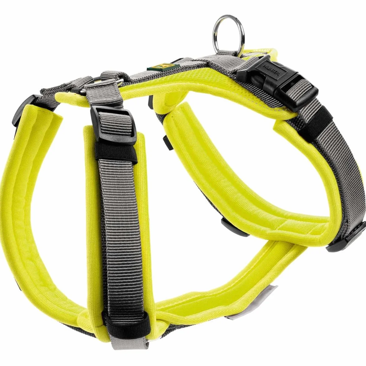 HUNTER Pettorina per cani MALDON, colore: lime/grau, morbida imbottitura e confortevole, altamente riflettente grazie allo scotchlite 3M, regolabile in 4 posizioni, taglia: S-M