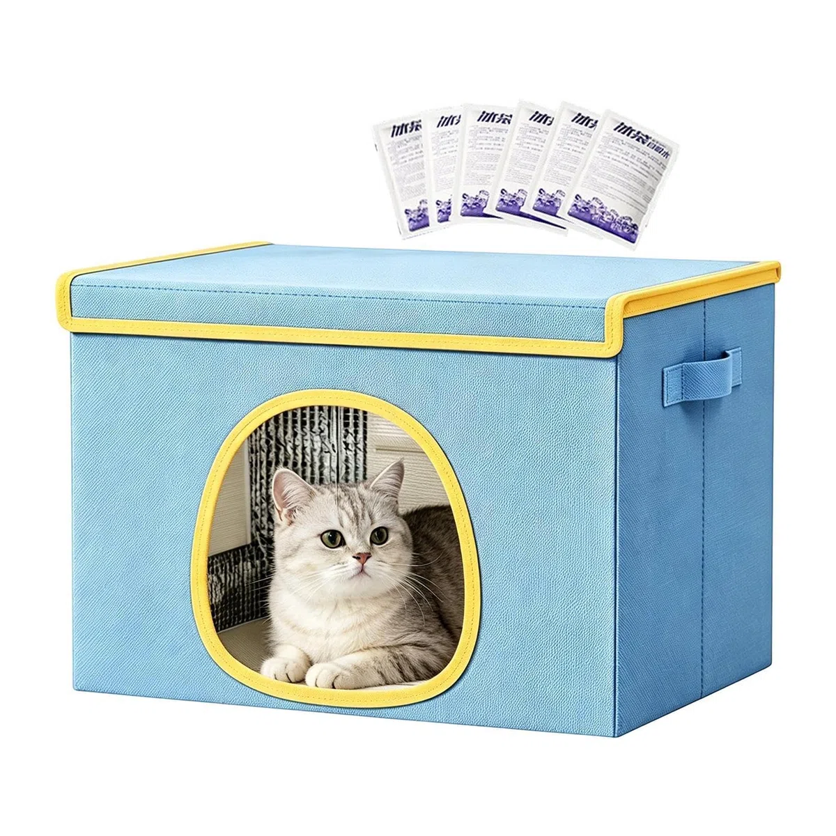 Genérico Casa rinfrescante per gatti in estate, con 6 confezioni di ghiaccio, rifugio fresco per cani, genitori, animali domestici, addestratori, amanti degli animali, ufficio, camera da