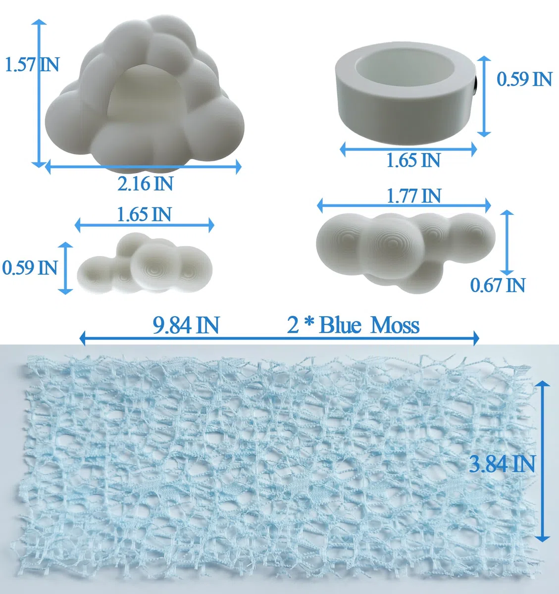 Jumping Spider - Set di 6 accessori a tema cielo con piattaforme a nuvola, supporti magnetici, piatto alimentatore bianco e decorazione per ragnatela azzurra per esplorare e arrampicarsi