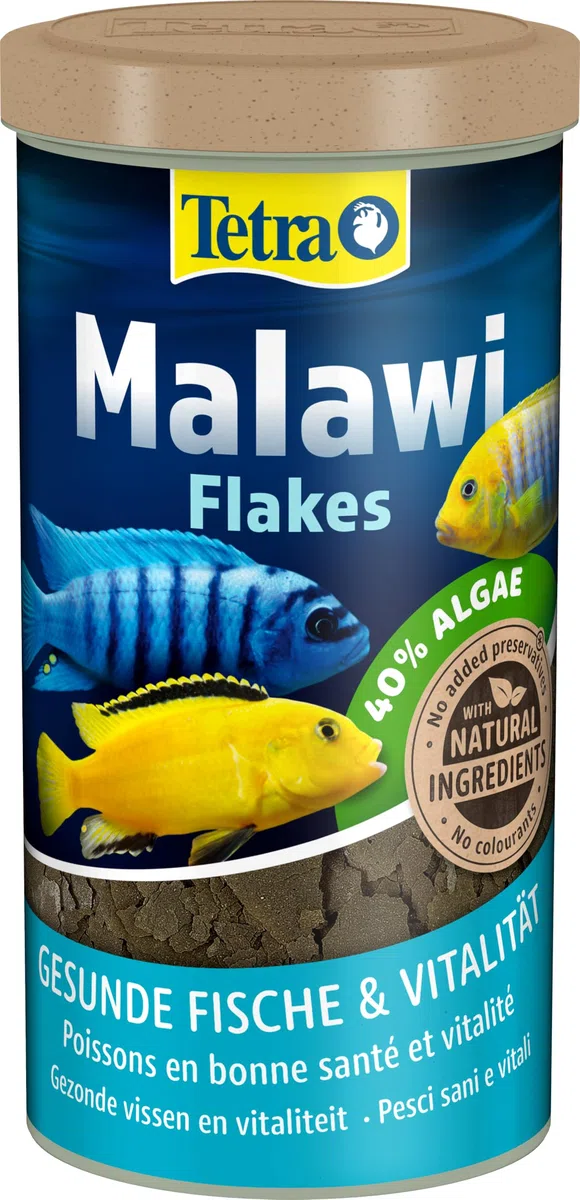 Tetra Malawi Flakes - Mangime in fiocchi per tutti i ciclidi erbivori, lattina da 1 L