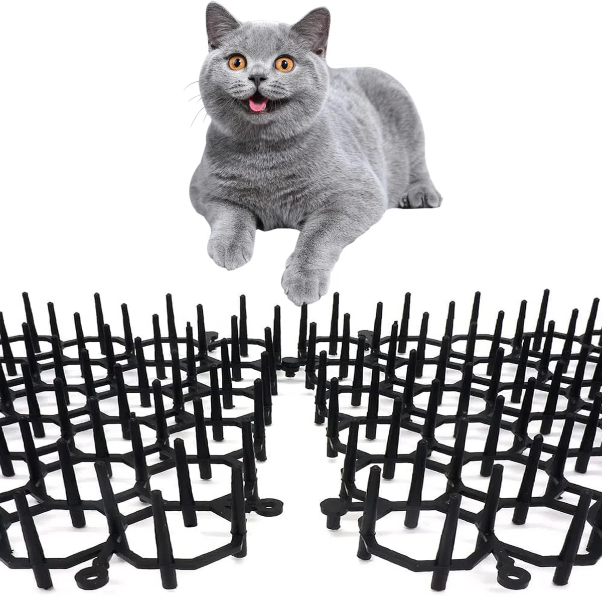 BUYTER Confezione da 12 tappetini quadrati per gatti da 21 x 16 cm, con punte, cuscinetti repellenti per gatti, barriera per animali, inclusi 12 graffette e 20 fascette (20 * 15 cm)