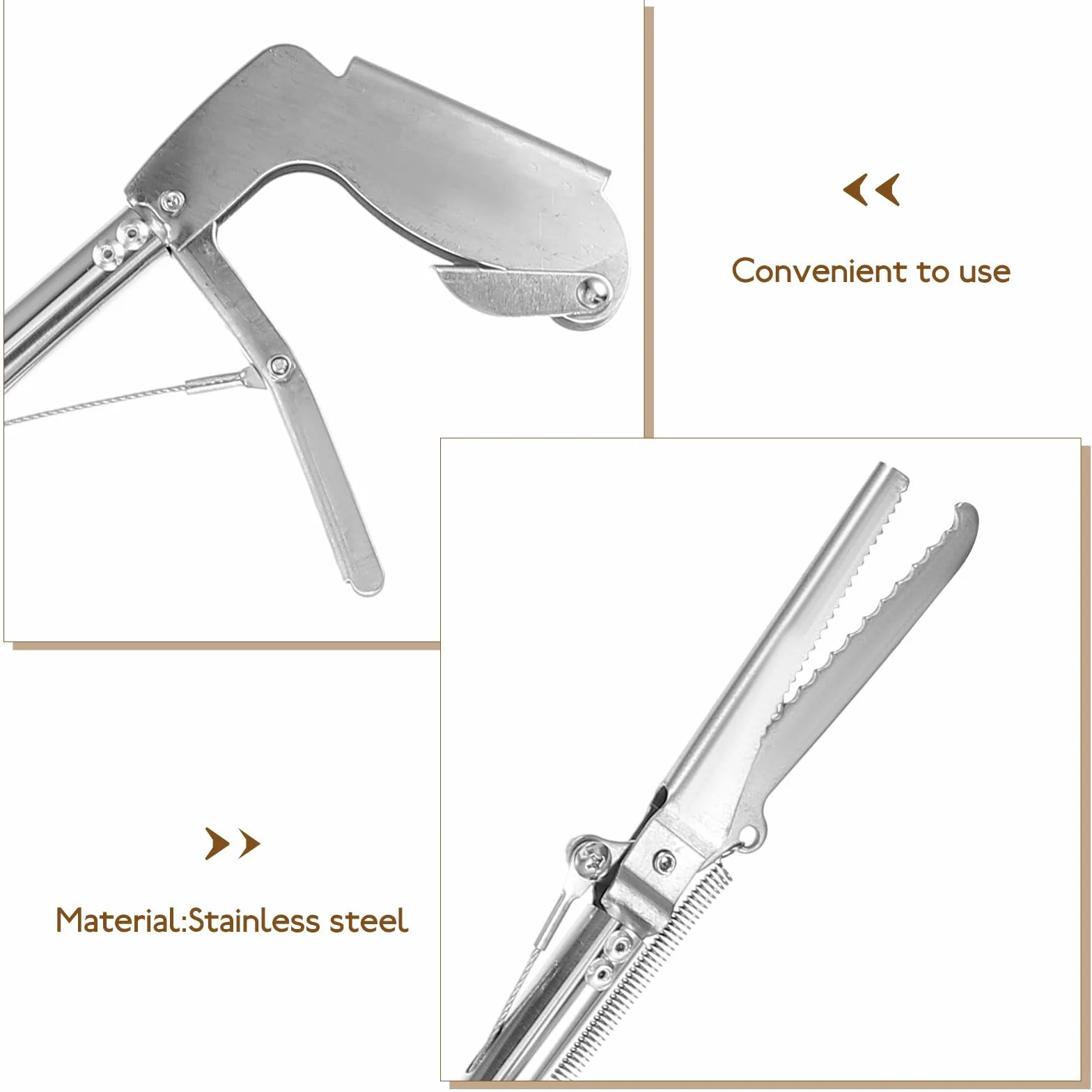 Pinza Acchiappa-Serpenti in Acciaio Inossidabile Pieghevole 48 Pollici Design Antiscivolo per Uso Domestico e Giardino Esterno