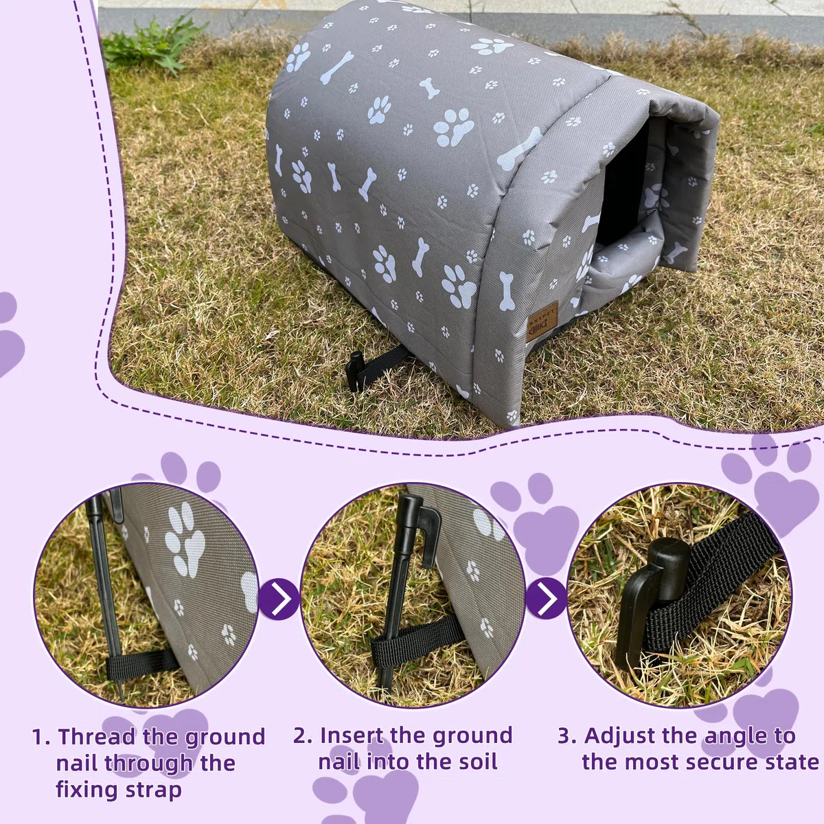 Casetta per Gatti per Esterni Cuccia per Animali Domestici da Esterno Resistente Alle Intemperie Tenda con Cuscino Rimovibile per Cani e Gatti 42x31x28cm