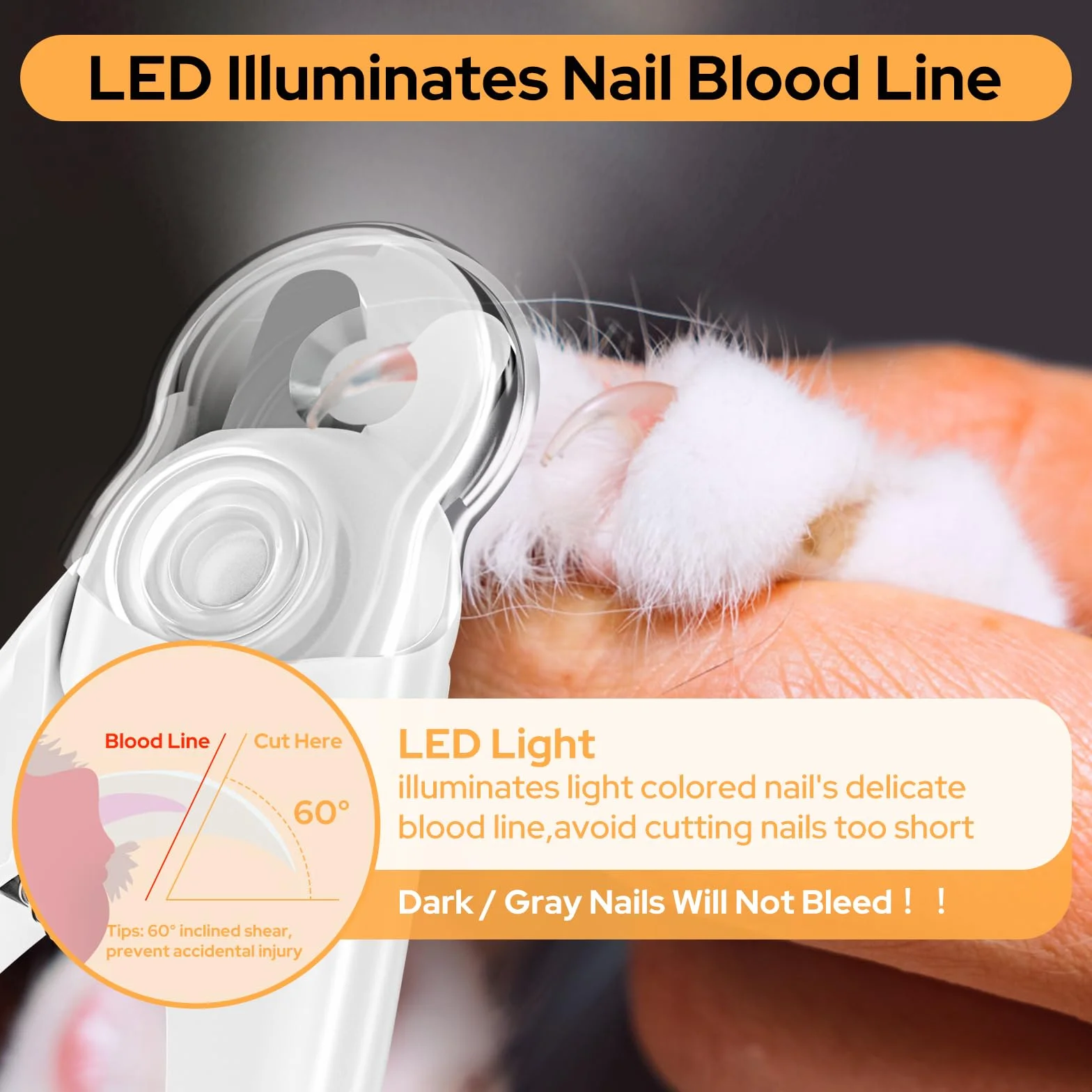 Alyvisun Taglia Unghie per Cane, Tagliaunghie Gatto con Illuminazione LED, Protezione di Sicurezza, Lima per Unghie e Protezione Contro Gli Schizzi, Per Animali di Grande, Medio e Piccola Taglia