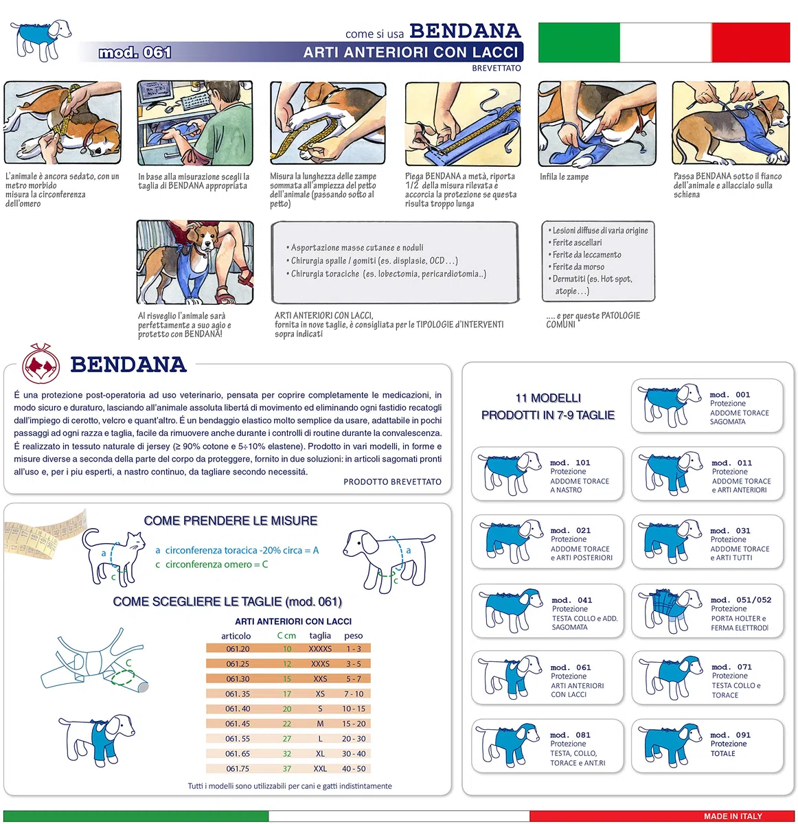 Body Post-Operatorio per Cani e Gatti, Protegge Ferite e Bendaggi, Garantisce Igiene e Pulizia Lasciando libertà di Movimento all'Animale. Arti Anteriori con Lacci - 061.40 S
