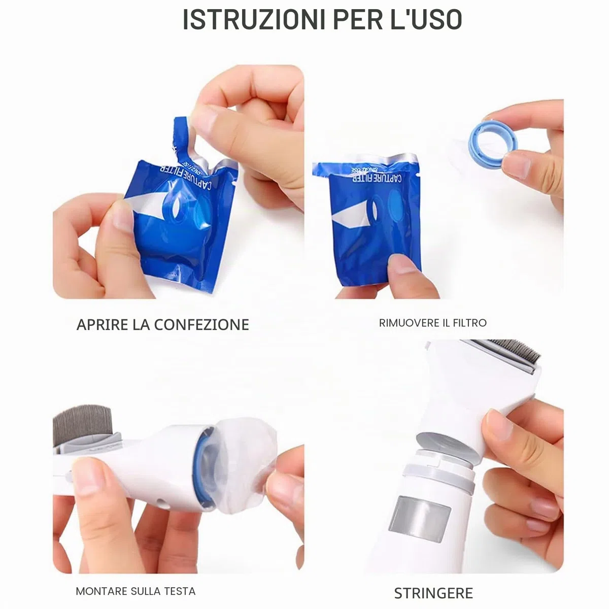 Pettine Elettrico Per La Rimozione Dei Pidocchi, Aspirapolvere Per La Rimozione Dei Pidocchi Con Tre Filtri, Strumento Professionale Per La Rimozione Dei Pidocchi Per Animali Domestici