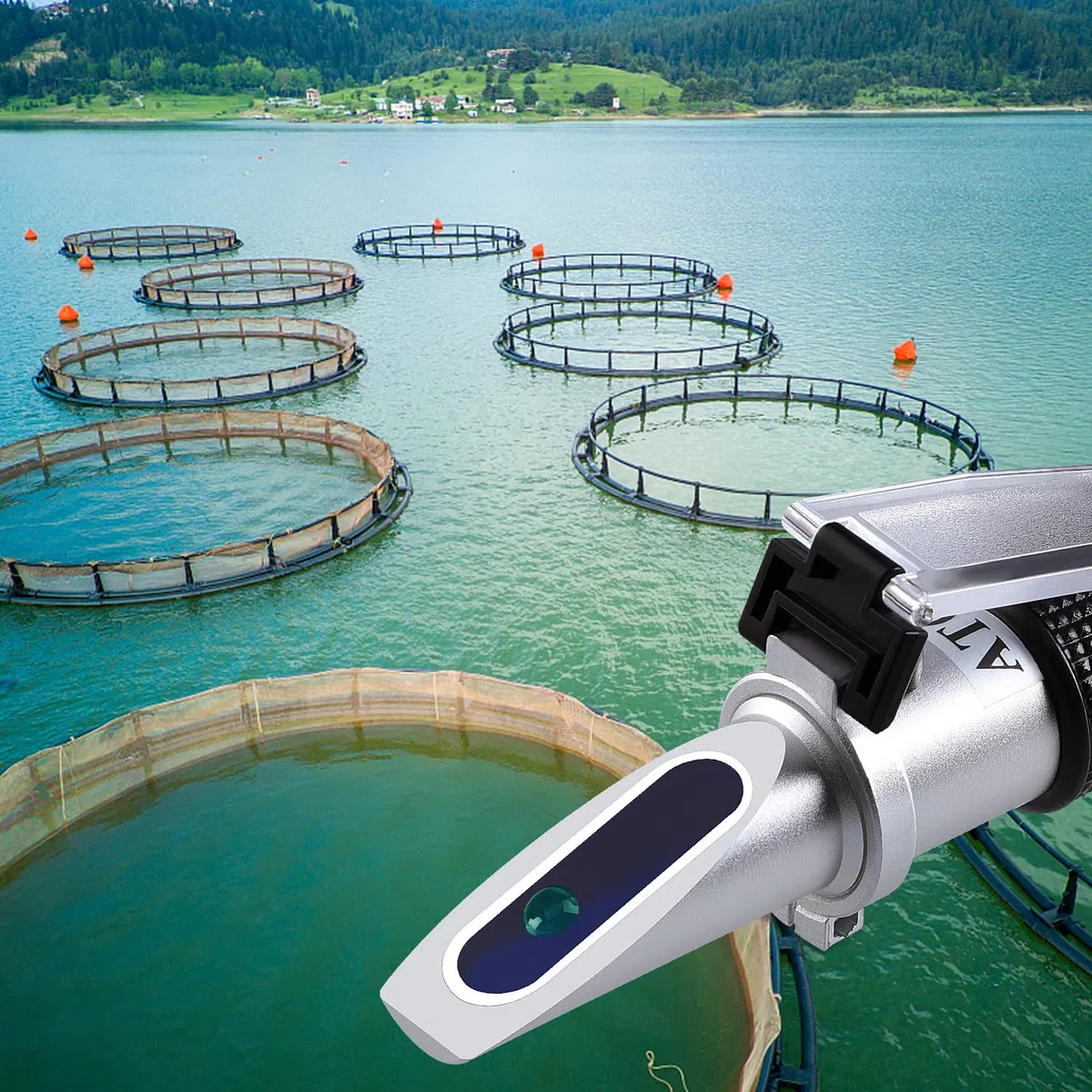 Rifrattometro per la salinità dell'acqua, areometro a due scale: peso specifico 1,000-1,070 e ppt 0-100 (1‰ = 1 ppt = 1000 ppm), tester acqua di mare mano per acquario, serbatoio piscina