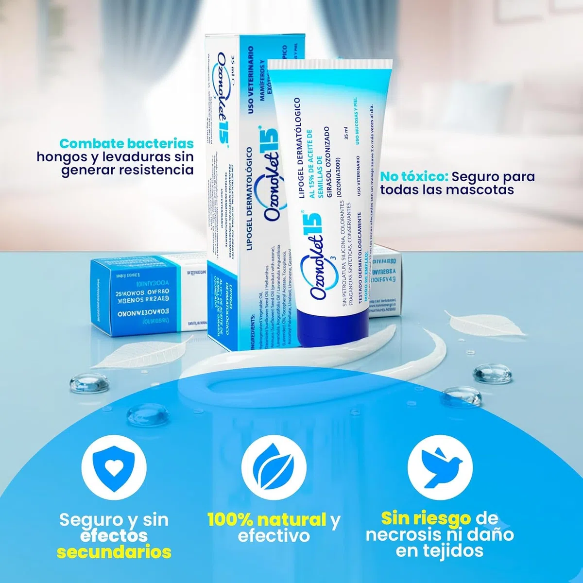 Gel Cicatrizzante Ozonizzato Per Cani e Gatti Allevia Prurito Dermatite Allergie Ferite e Bruciature - Cicatizzante Idratante Senza Lasciare Effetti Secondari E Controindicazioni - 35 ml - 1 Unità