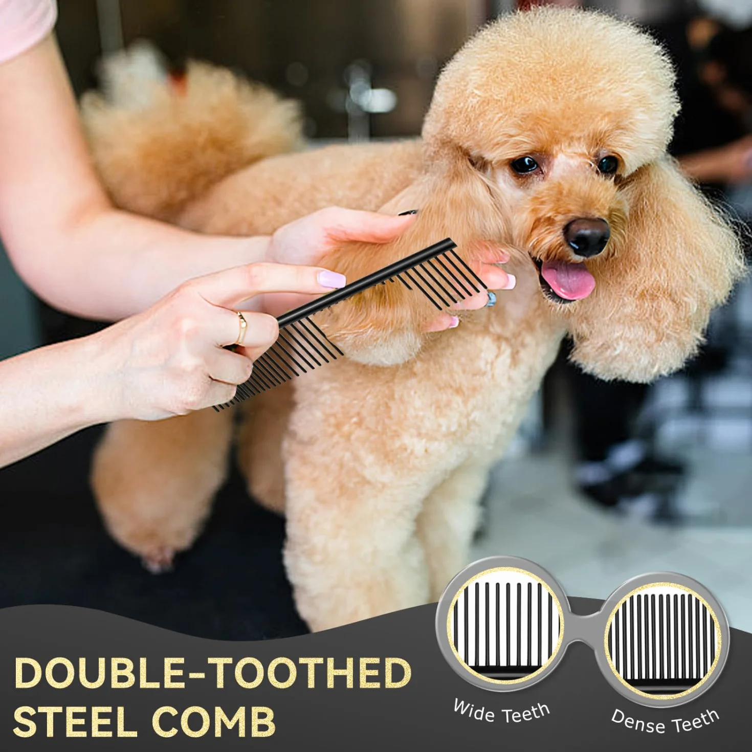 Nobleza Forbici Toelettatura Cani Professionali, 6 in 1 kit in Acciaio Inox 4CR, con Punta Rotonda di Sicurezza, con Forbici per Sfoltire, Curve, Dritte, Pettine, per Cane Gatto Animali Domestici