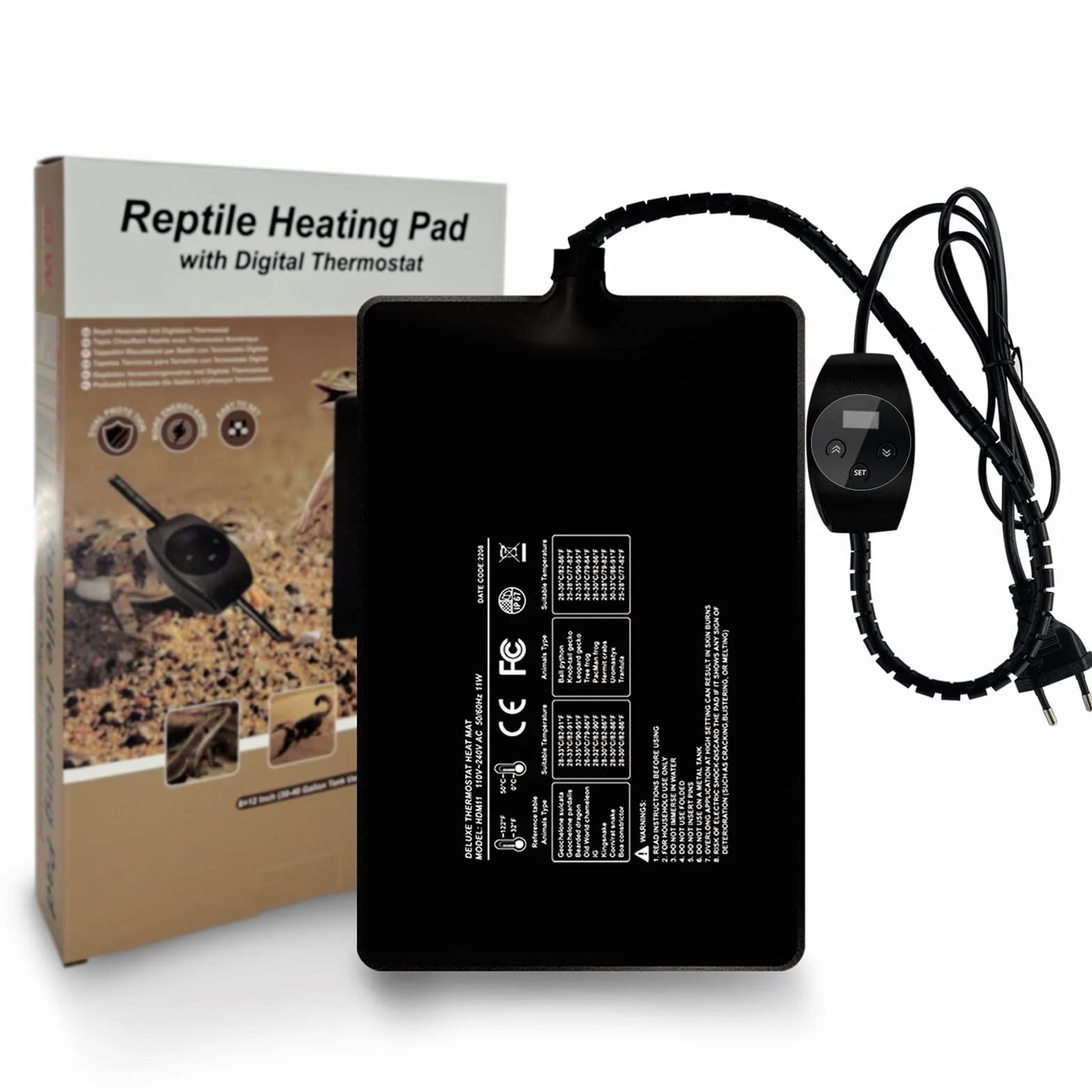 Tappetini Riscaldanti per Rettili con Termostato, Termoforo per Tartaruga Serpenti Lucertola Geco Paguro Rana Ragno Scatola per Piante- Tappetino Riscaldante sotto Il Serbatoio (11W:15x20CM)