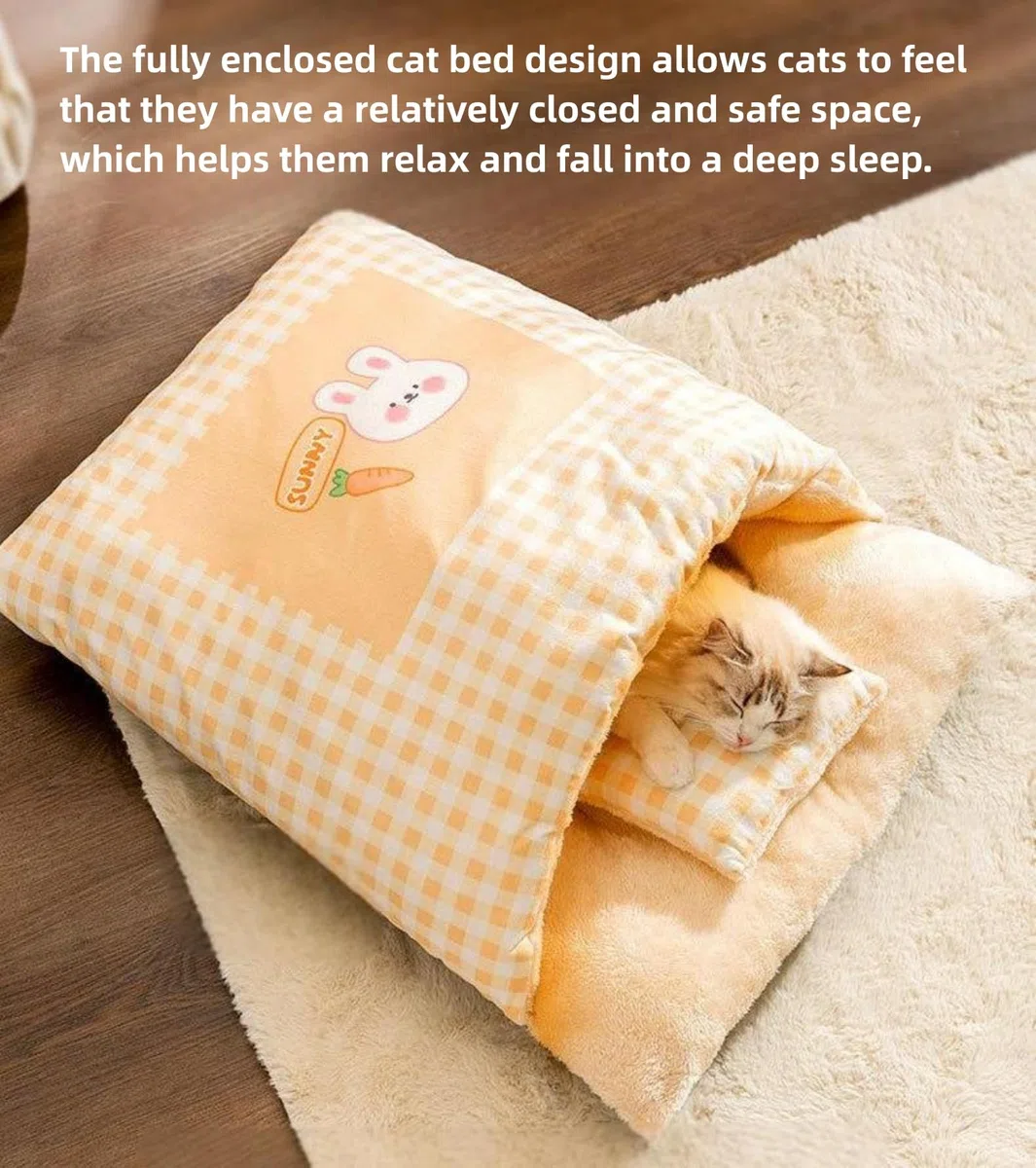Cat Sleeping Bag, Cat Winter Warm Sleeping Bag, Soft And Comfortable Cat Bed Cave Cozy Cat Beds, Dog Sleeping Bag, Semi-Enclosed Pet Hideaway, Cute Pet Cave Plush Sleeping Bag (Green)