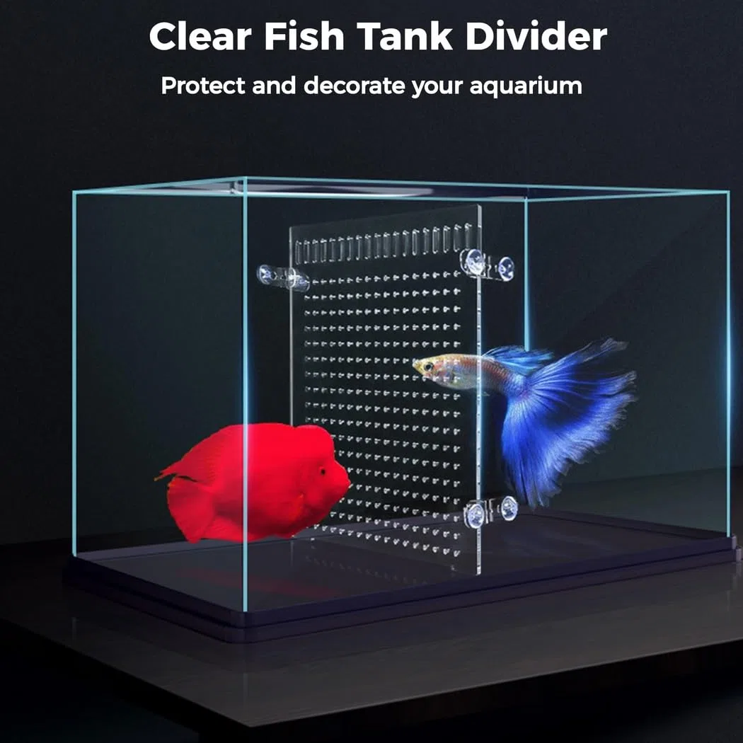 Divisore acrilico trasparente per acquario, montaggio facile fai da te con ventose, bordo di isolamento per acquario 15,74 x 11,81