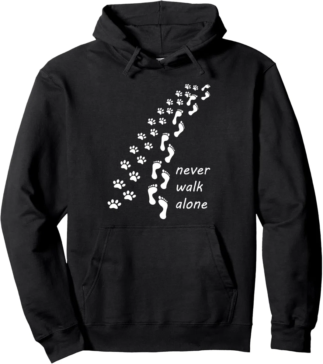 Mai camminare da solo. Tshirt regalo per padrona di cane Felpa con Cappuccio