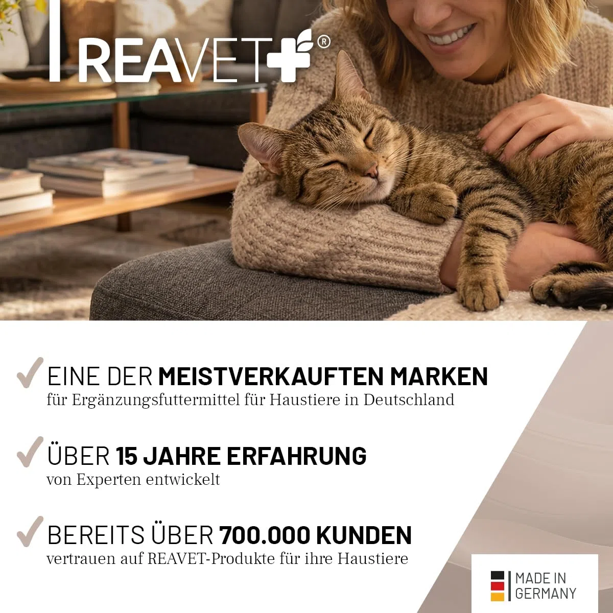 ReaVET Giunto Complex gatto, per 3 mesi, alternativa alle compresse articolari – molto elevata accettazione – speciale agente articolare per gatti, meglio di cozze verdi MSM, artiglio del diavolo,