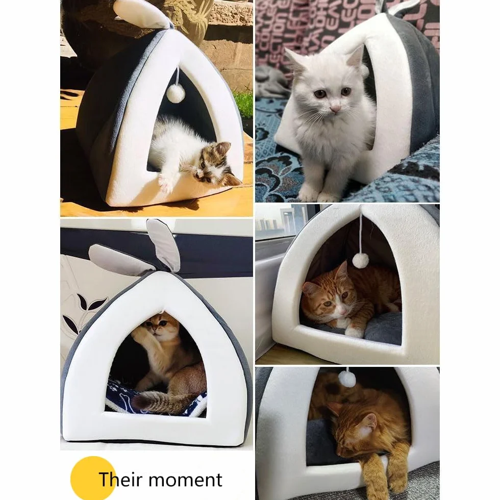 cuccia gatto chiusa, cuccia per gatti Con giocattolo sospeso, lettino gatto, Adatto ad animali domestici di peso inferiore a 6 kg, Resiste efficacemente al freddo, L (XL)