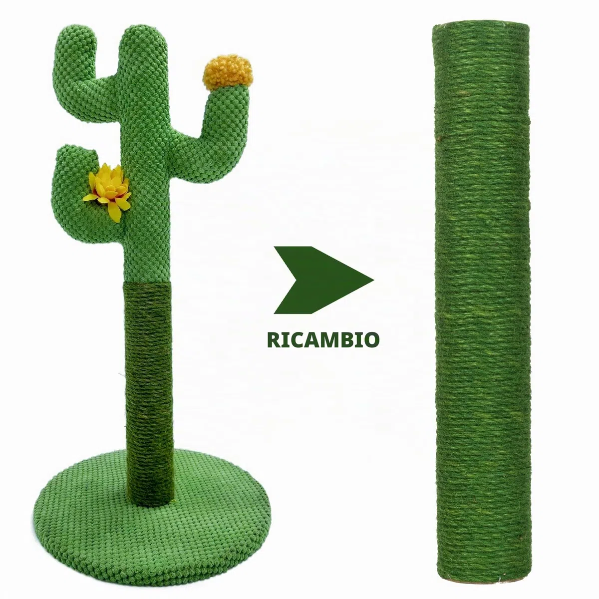 Tiragraffi di ricambio per gatti, Sisal, 40 cm, 2 pezzi M8 parti di ricambio per tiragraffi per la ristrutturazione, Bianco, viti incluse (Verde)