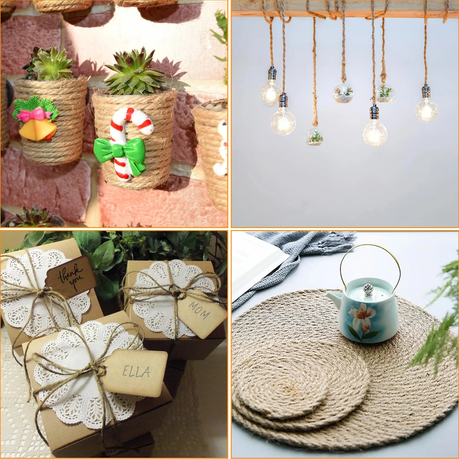 Corda Sisal per Tiragraffi per Gatti 8mm x 60m, Corda Juta Naturale per DIY Tiragraffi per Albero di Gatto, Filo per Graffiatoio, Ideale per Casa, Giardino, Decorazioni