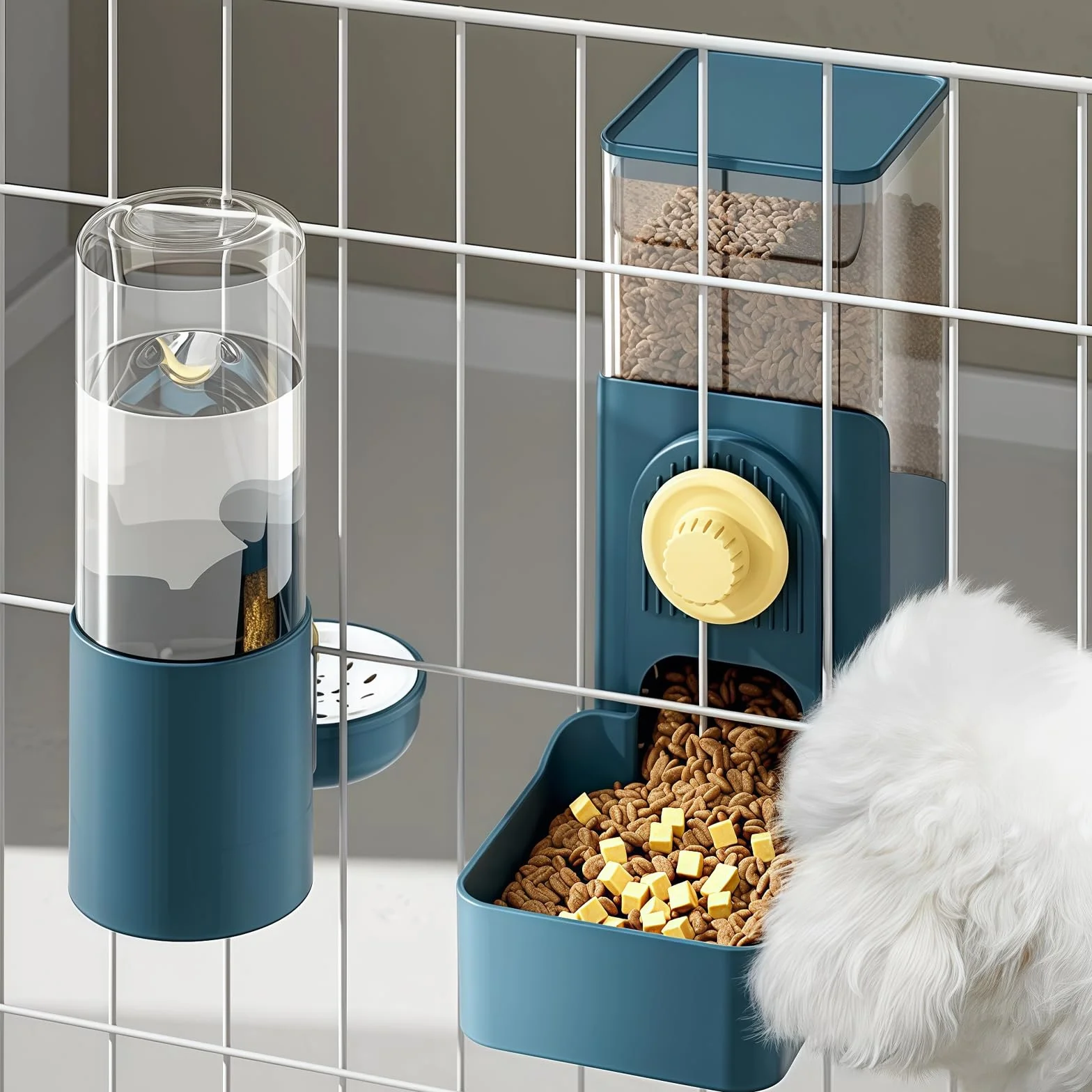 Gabbia sospesa, dispenser di acqua per animali domestici: contenitore per animali domestici, distributore automatico di cibo per gatti, conigli, cani, porcellini d'India