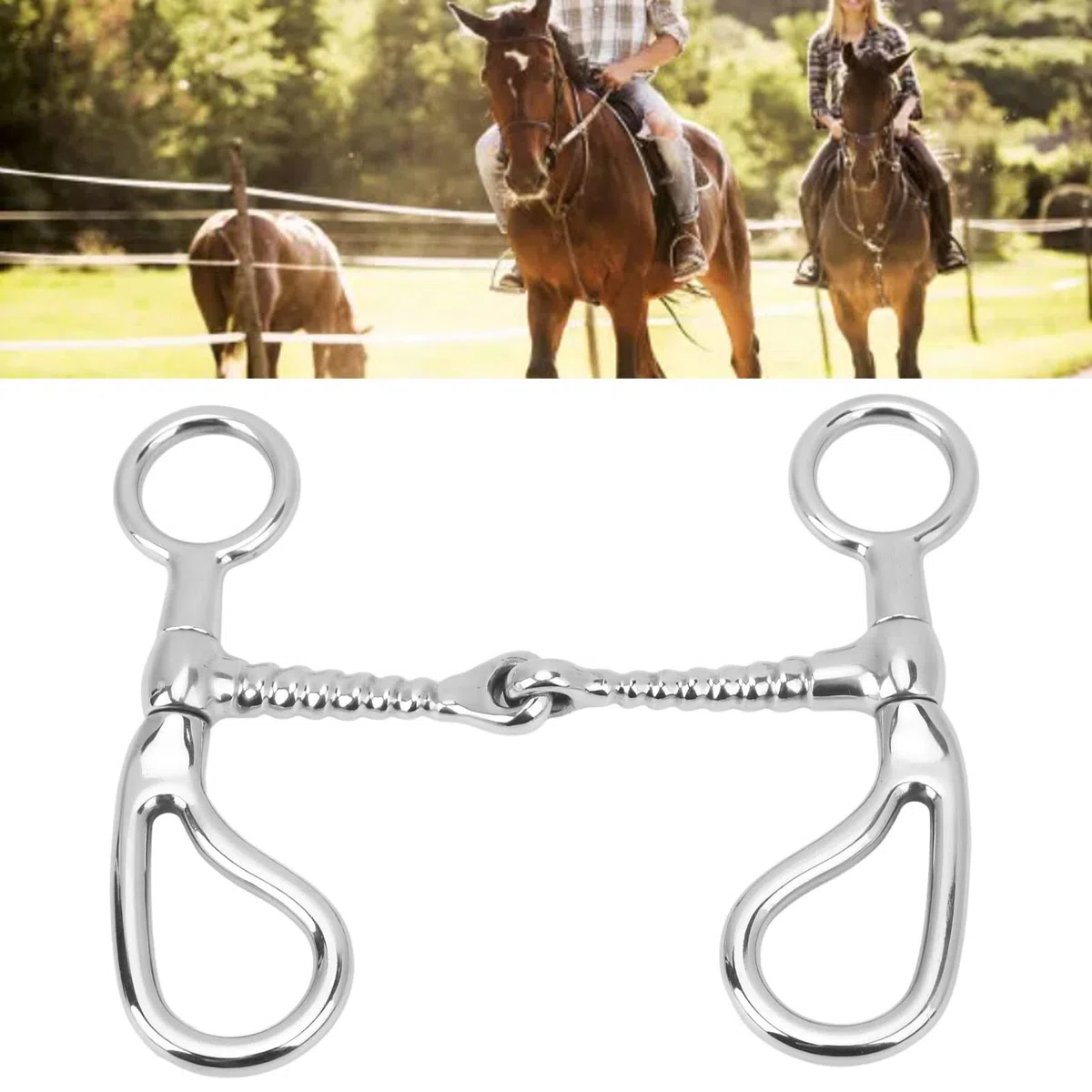 Boccone per Cavalli da 125 mm, boccone da Snaffle in Acciaio Inox da 4,9 Pollici per Briglia da Cavallo, boccone per Cavalli ad Anello O di Spessore per l'addestramento equestre