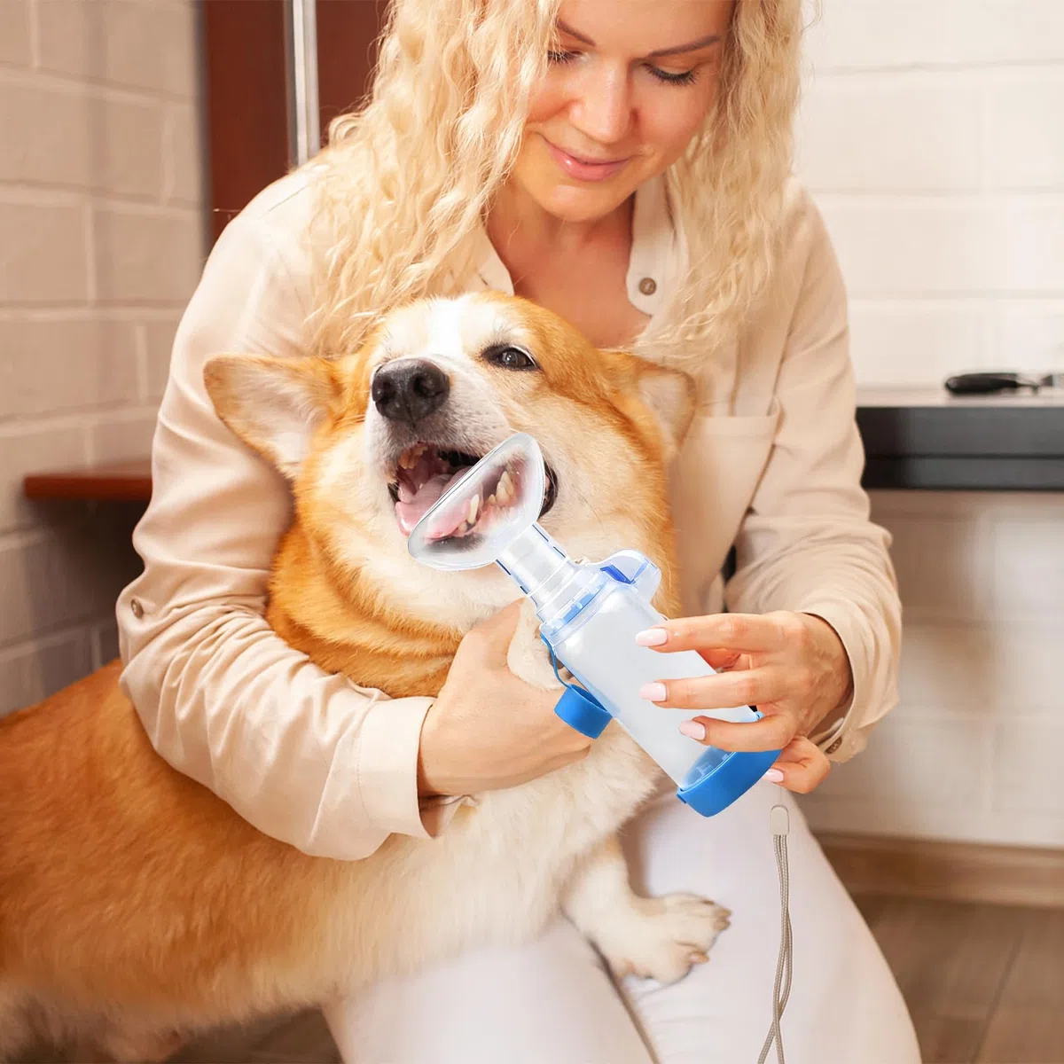 Distanziatore per inalatore per Cani o Gatti,Camera di aerosol inalatore,con 2 Misure di mascherine,per Animali Domestici,Aiuta Gli Animali Domestici a Respirare e dispensare farmaci (Blu)