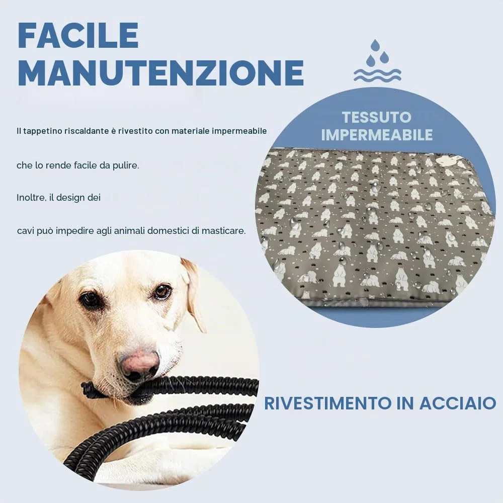 Voarge Coperta Elettrica per Cani e Gatti - Tappetino Riscaldante Con 9 Livelli di Temperatura, Lavabile, Morbida per Neonati/Cuccioli