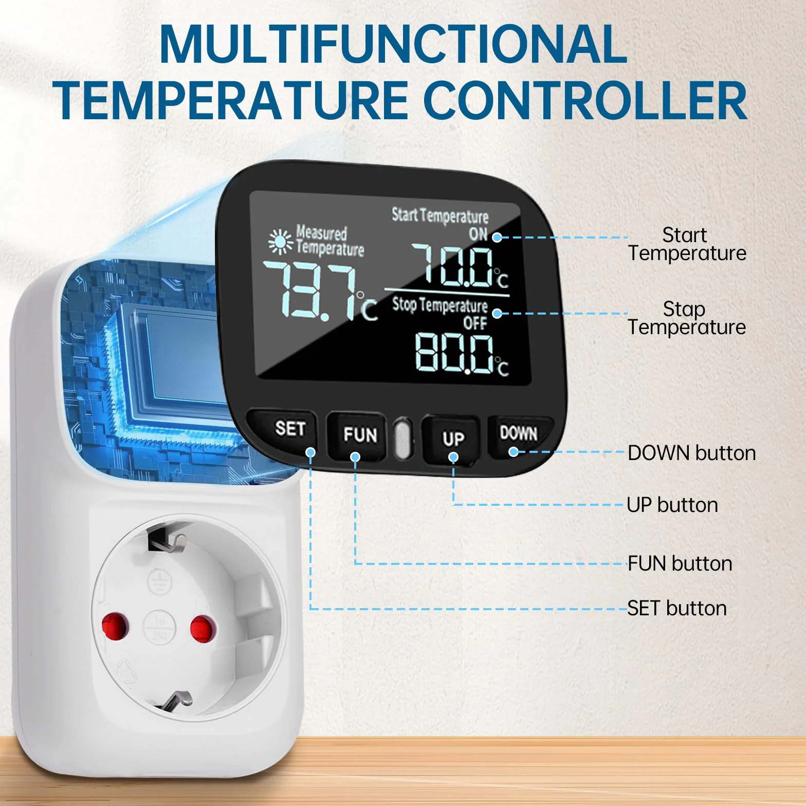 Diymore Presa Termostato Digitale,Regolatore di Temperatura Presa 230V con Sensore,Interruttore di Temperatura per Acquario Frigorifero Riscaldamento Raffreddamento