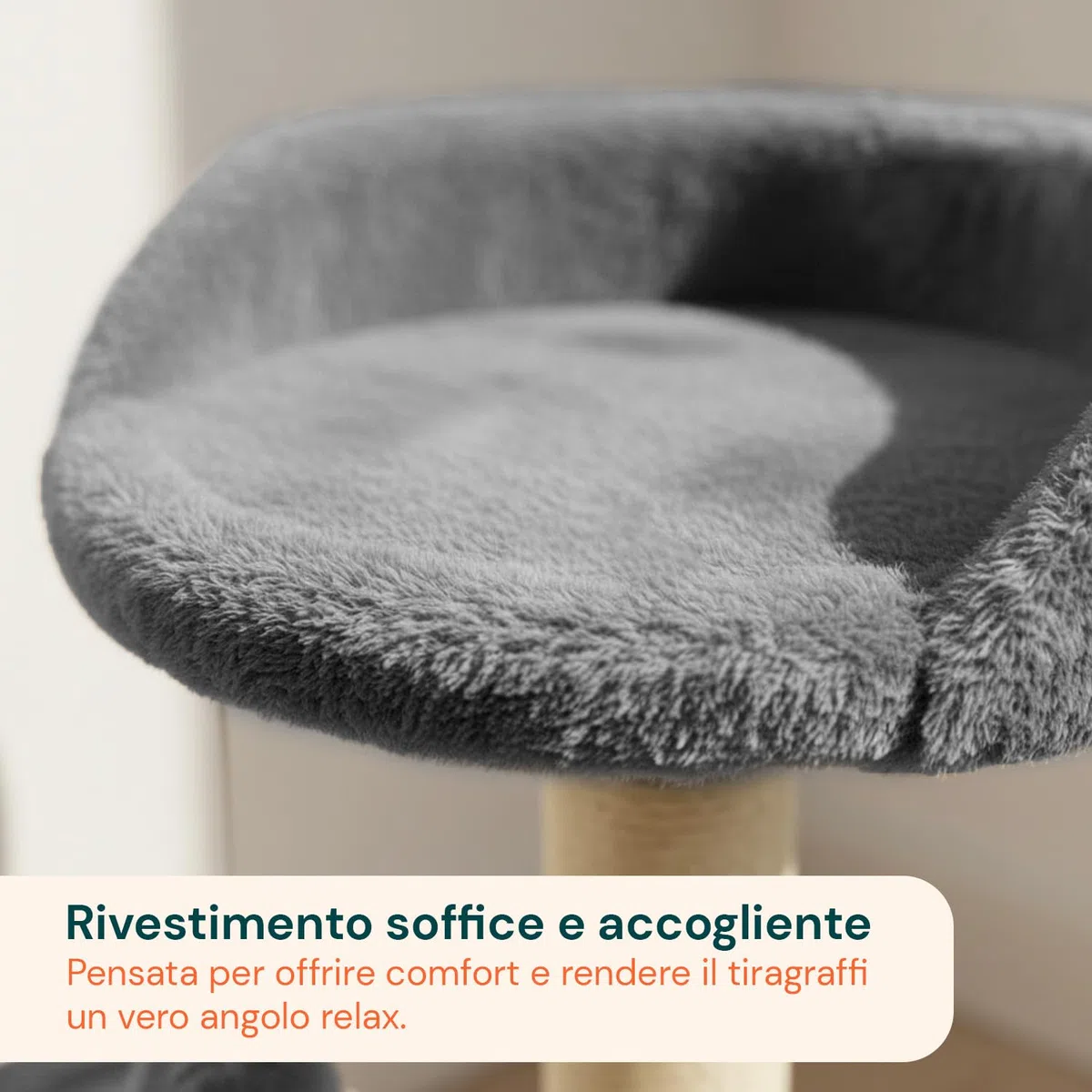 Avilia Tiragraffi per Gatti 50 cm – Albero Tiragraffi con Piattaforma Imbottita, Pallina Pendente e Sisal Naturale, Trespolo per Gatti Compatto Salvaspazio, Giochi Gatto 3 in 1, Protezione Divano