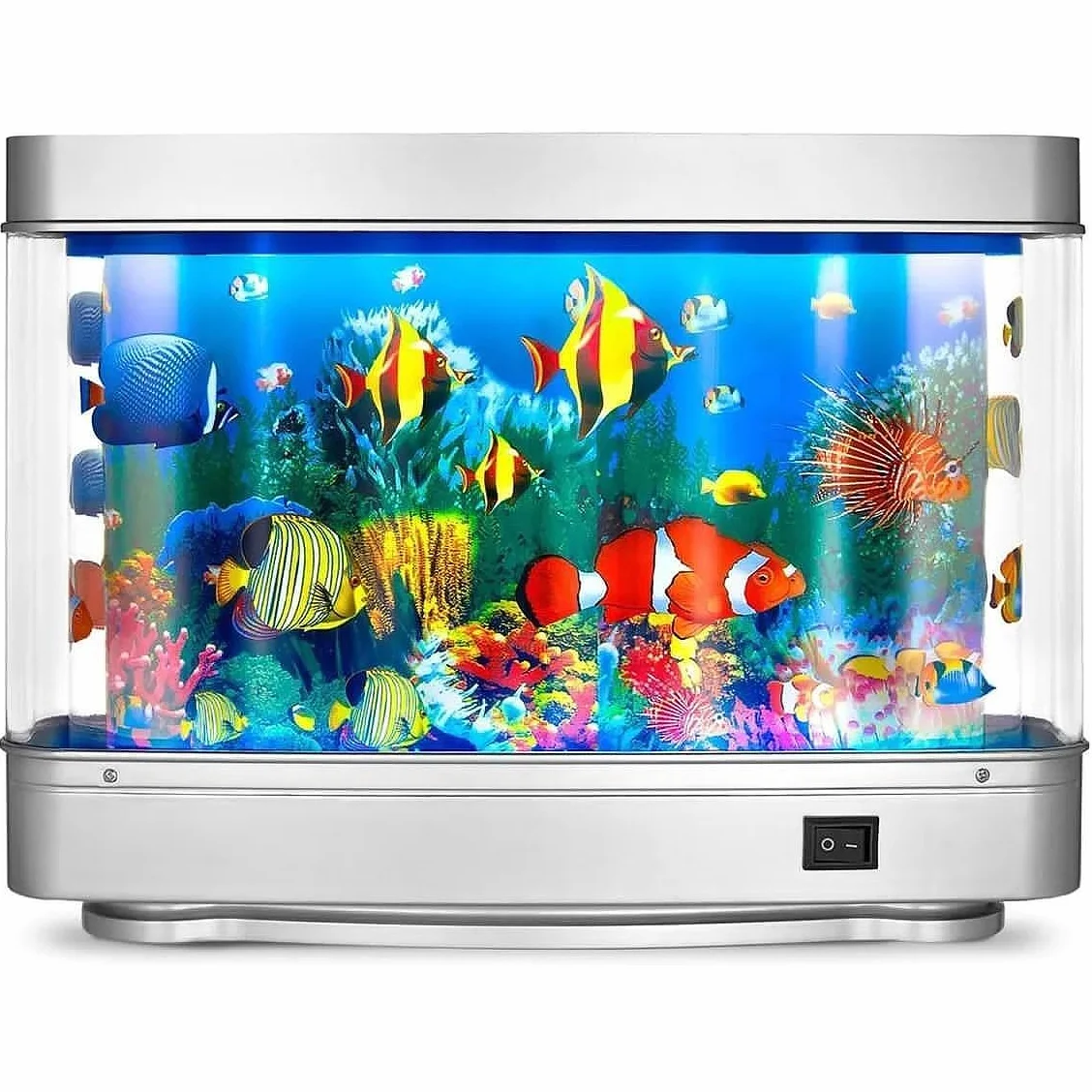 Mini Acquario per Acquario Finto, Luce Notturna Decorativa per Acquario con Pesci Tropicali Artificiali con Pesci in Movimento per Bambini, Alimentazione USB 5V