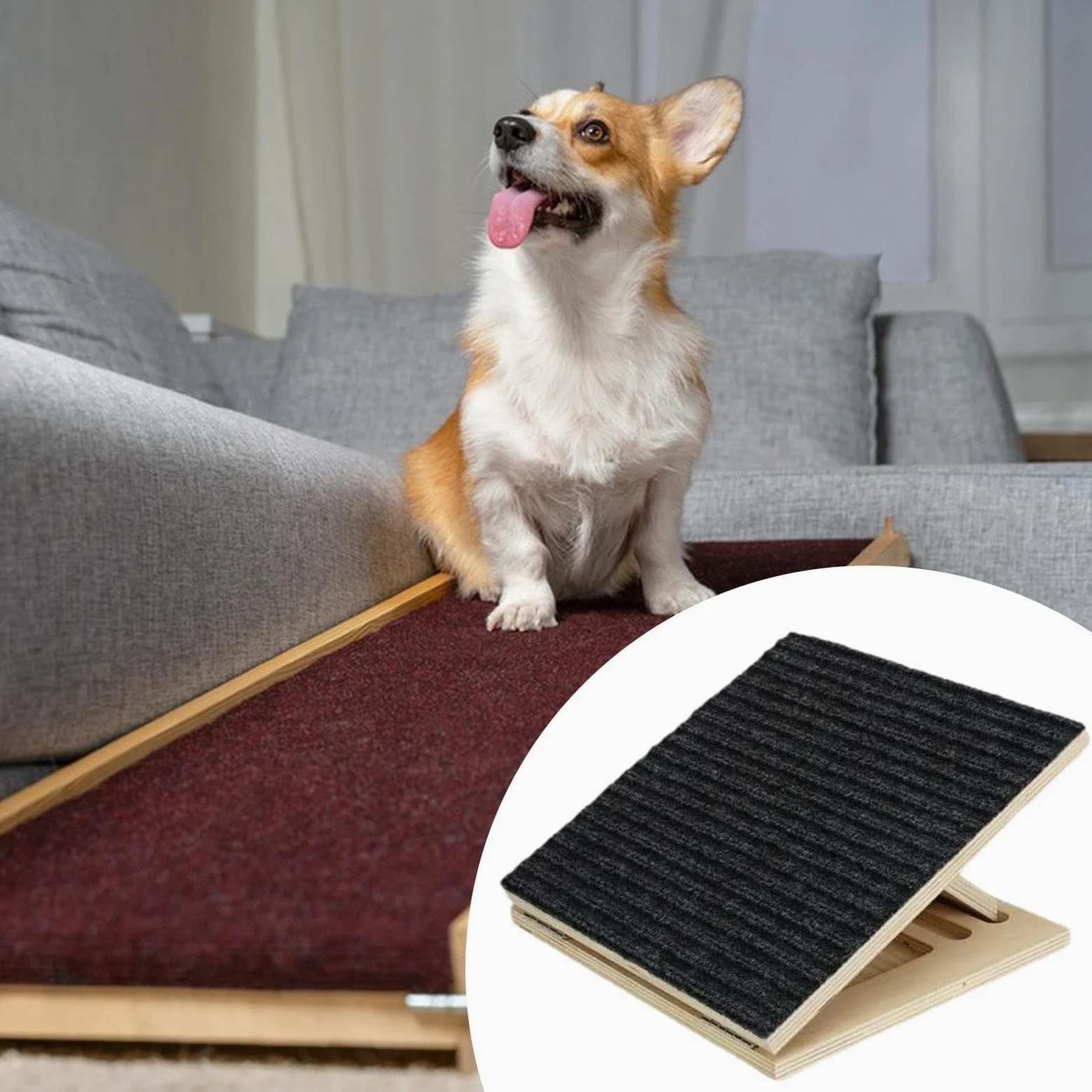 Sharplace Rampa per cani, scale per cani, gradini in legno antiscivolo, robusti e regolabili per cani di piccola taglia