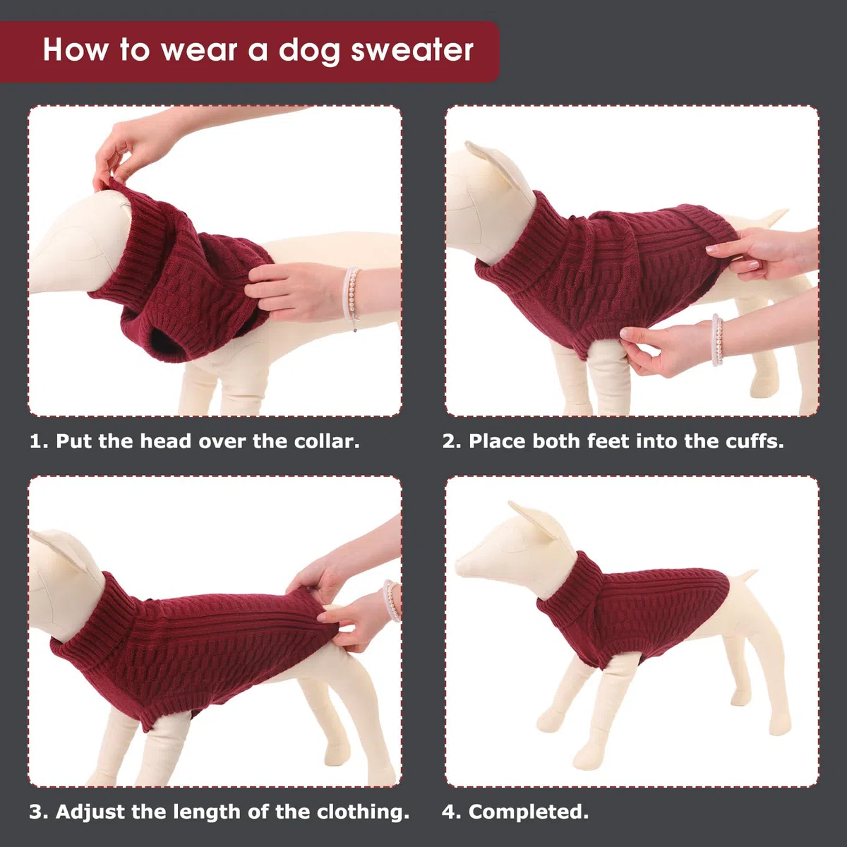 CITÉTOILE Maglione in Lana per Cani e Gatti - Giacca Calda e Morbida Cappotto Vestiti per Animali Invernali - Adatto per Cane Piccoli, Medi e Grandi, Rosso, M