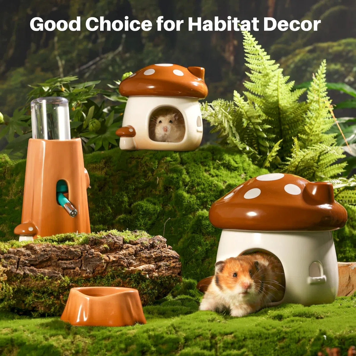 BUCATSTATE Hamster Hideout Ceramica Fungo Criceto Casa e Habitat Cool Bed Ideale per tutte le stagioni Criceto Nano Gerbils Golden Bear (Marrone-Grande)
