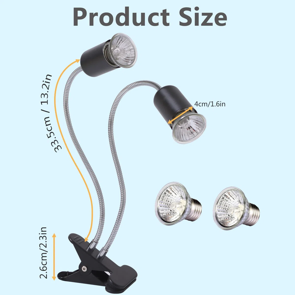 Lampada Tartarughe (con 2 lampadine da 50W), Dimmerabile, Lampada Rettile UVA UVB, per Serpente, Lucertola, Cacatua, Camaleonte ecc