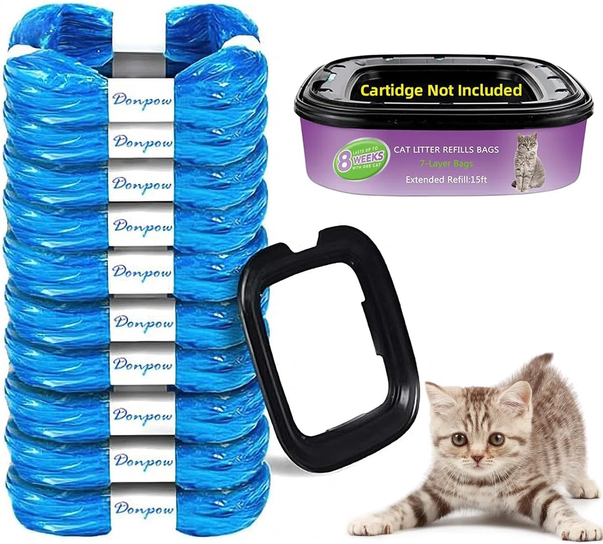 Sacchetti di Ricarica per Lettiera Genie - Compatibile con Litter Locker, per Gatti, Confezione da 10 (Senza Cartuccia)