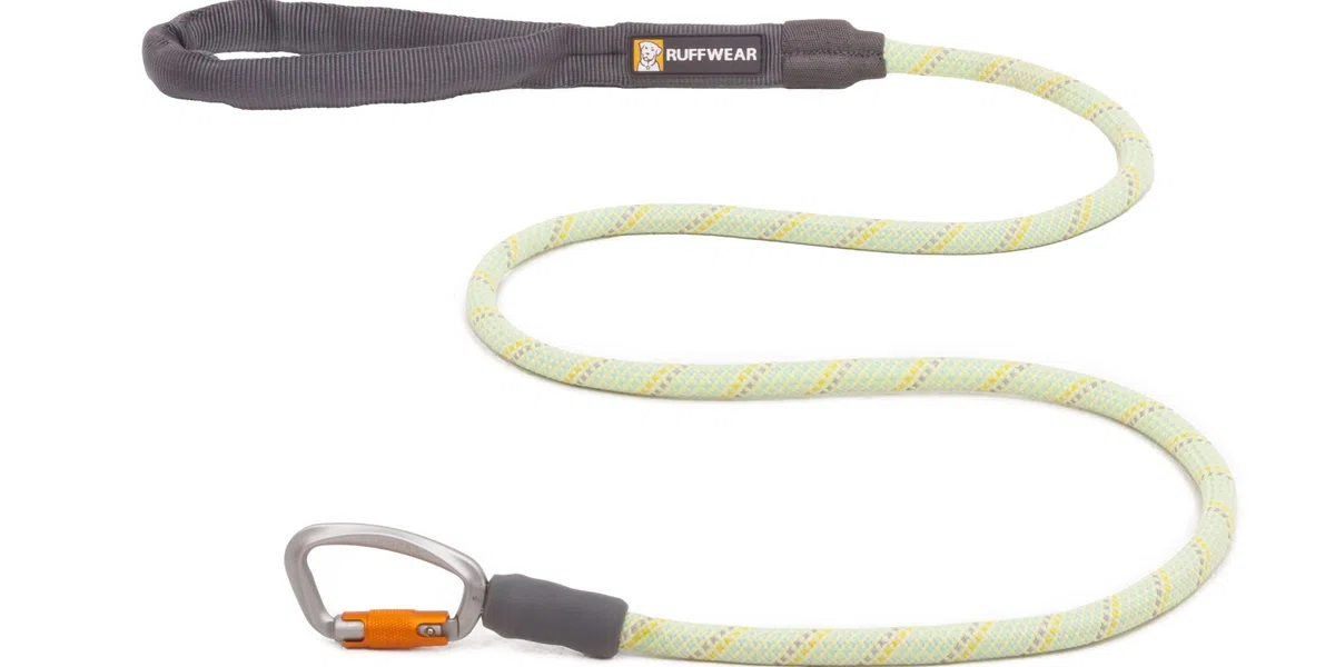 Ruffwear Knot-a-Leash - Guinzaglio riflettente per cani, grande, 1,5 m, con manico imbottito, leggero e resistente, guinzaglio anti-groviglio, moschettone di bloccaggio sicuro, S, verde muschio