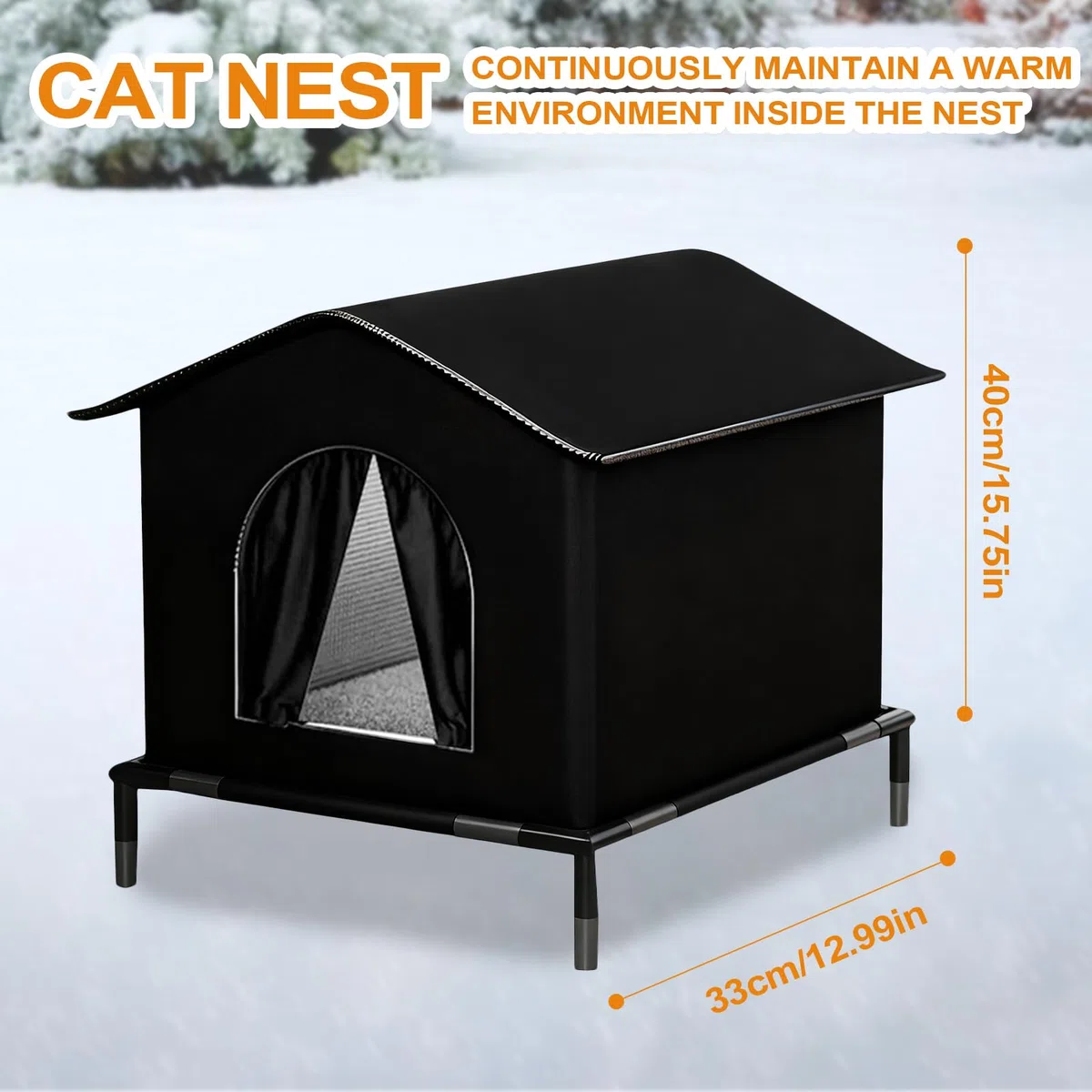 Cuccia Gatto Esterno Sollevata, Rifugio Per Gatti Da Esterno, Casa Per Gatti Impermeabile Isolata E Resistente Alle Intemperie Con Tappetino, Calda E Chiusa Per Animali
