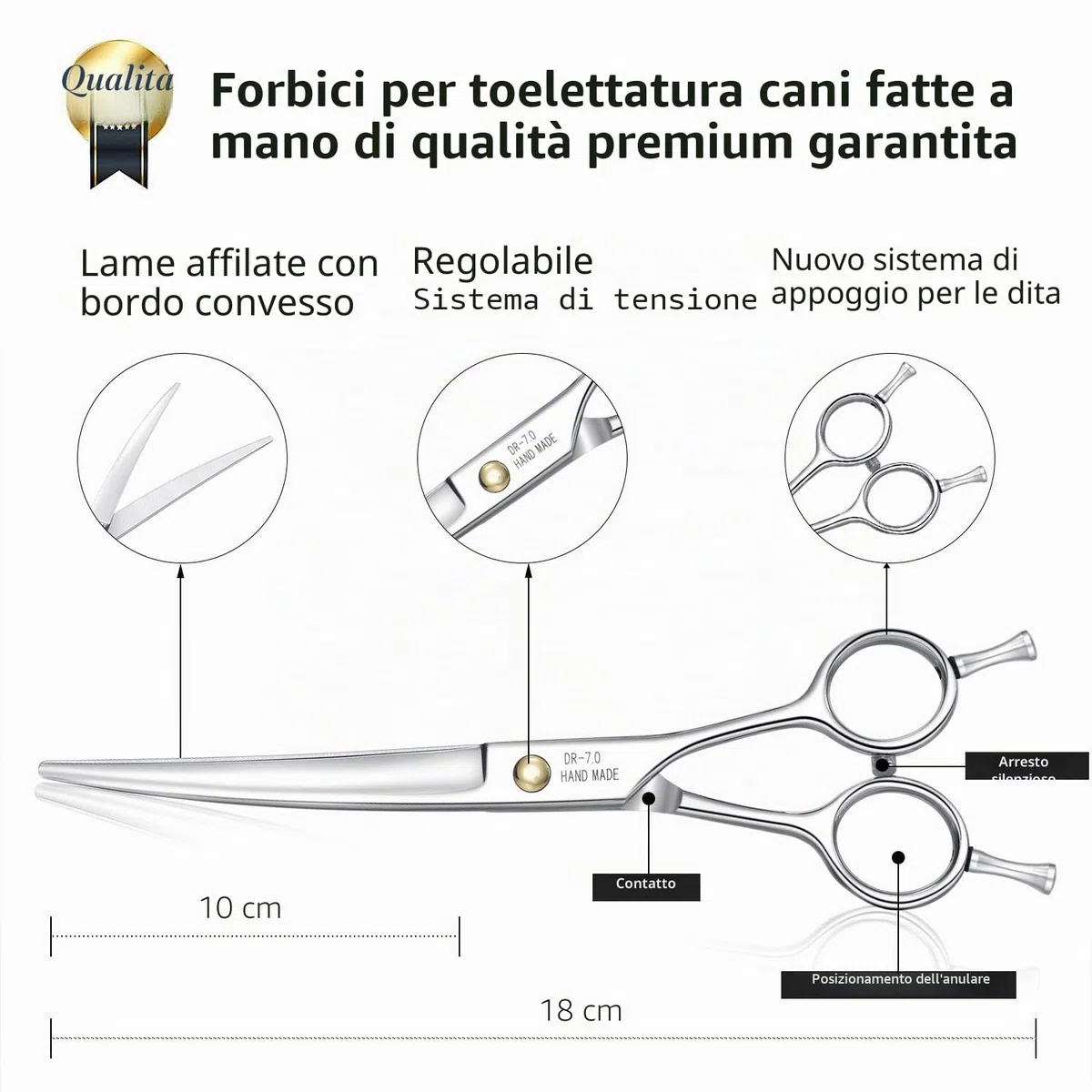 Dream Reach Forbici Curve da 7,0 Pollici per Cani e Gatti - Toelettatura per Peli di Animali - Acciaio Inossidabile 440C Giapponese