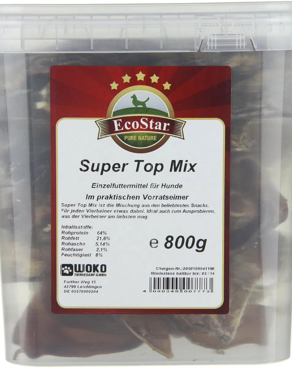 EcoStar Snack Super Top Mix per Cani, Secchio da 800 g, Confezione da 1 (1 x 800 g)