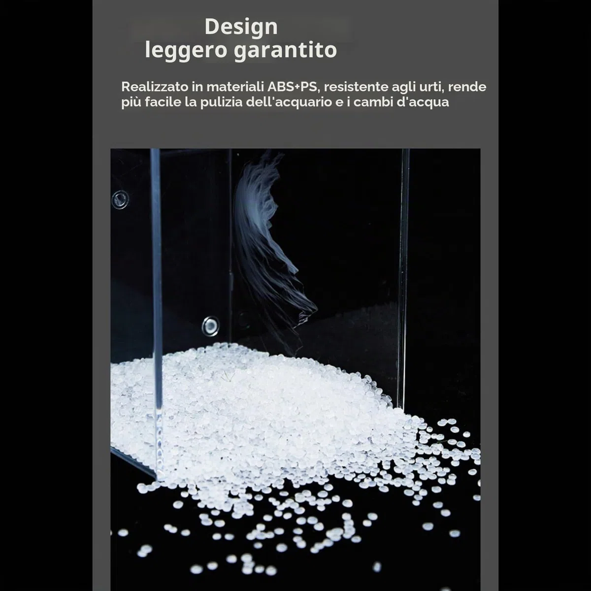 Acquario da tavolo per pesci per uso domestico con filtro laterale, filtrazione per migliorare l'ossigeno, pompa di flusso 160L/H, luminosità regolabile a 10 livelli e illuminazione a LED (S)