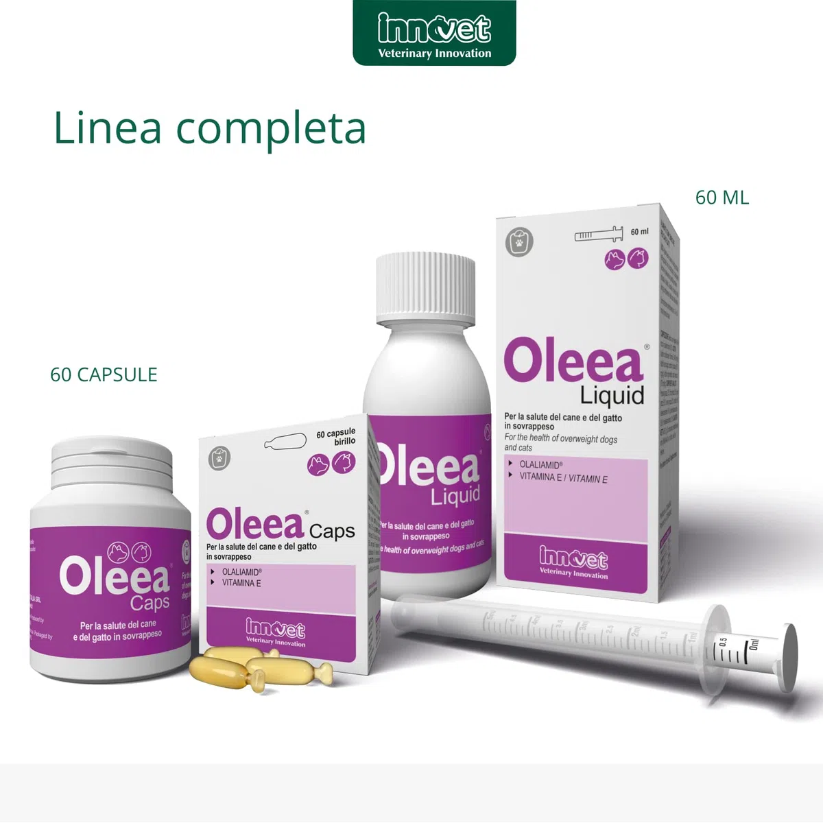 Oleea - Formulazione Liquida, 60 ml - per la Salute del Cane e del Gatto in Sovrappeso o Obeso - Protegge dai Danni Legati all'Eccesso di Grasso Corporeo