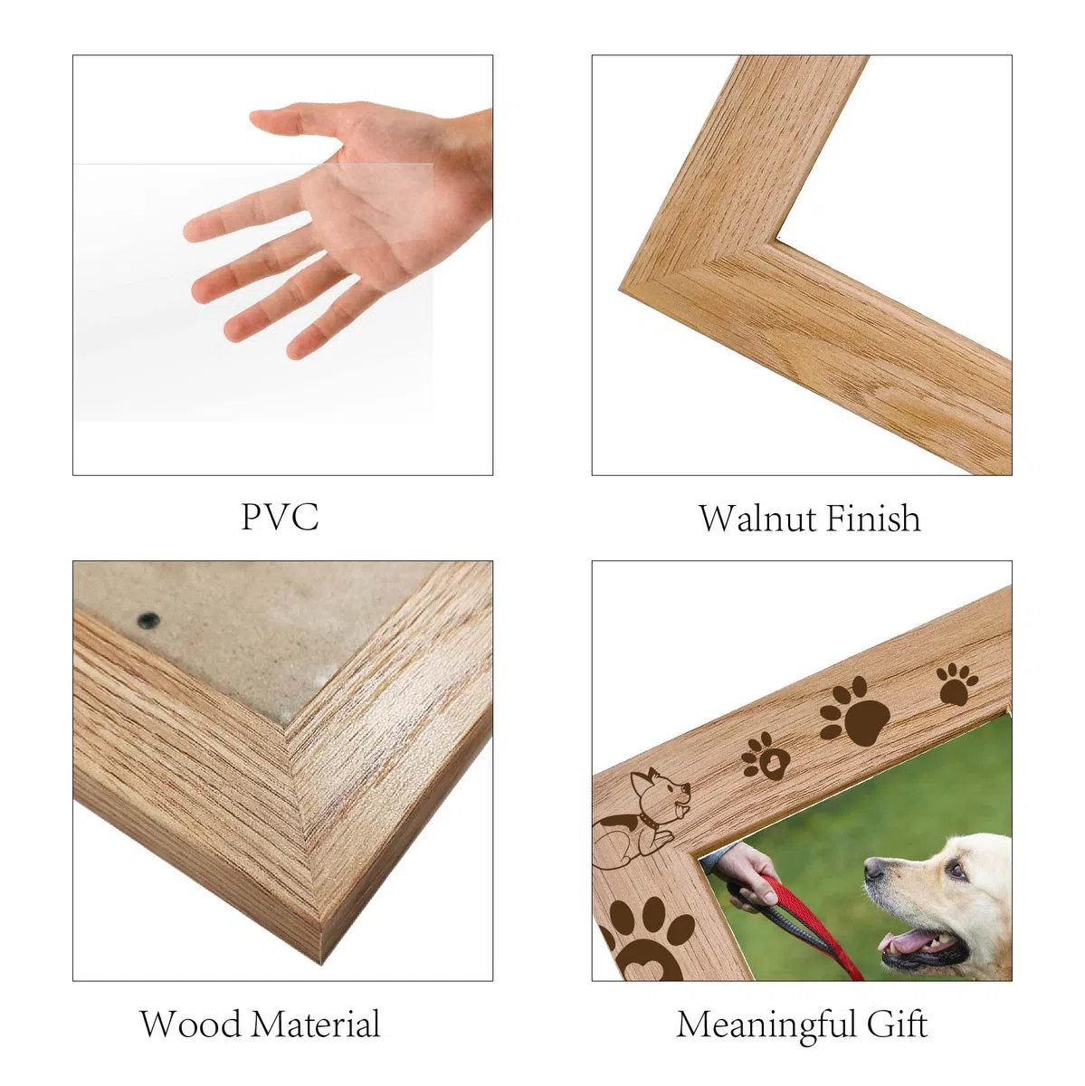 CREATCABIN Cornice in Legno Inciso Zampa di Cane Cucciolo da Tavolo 4" x 6" Cornice per Foto in Legno Naturale Verticale Vetrata Memoriale per Animali Domestici per La Decorazione della Scrivania di