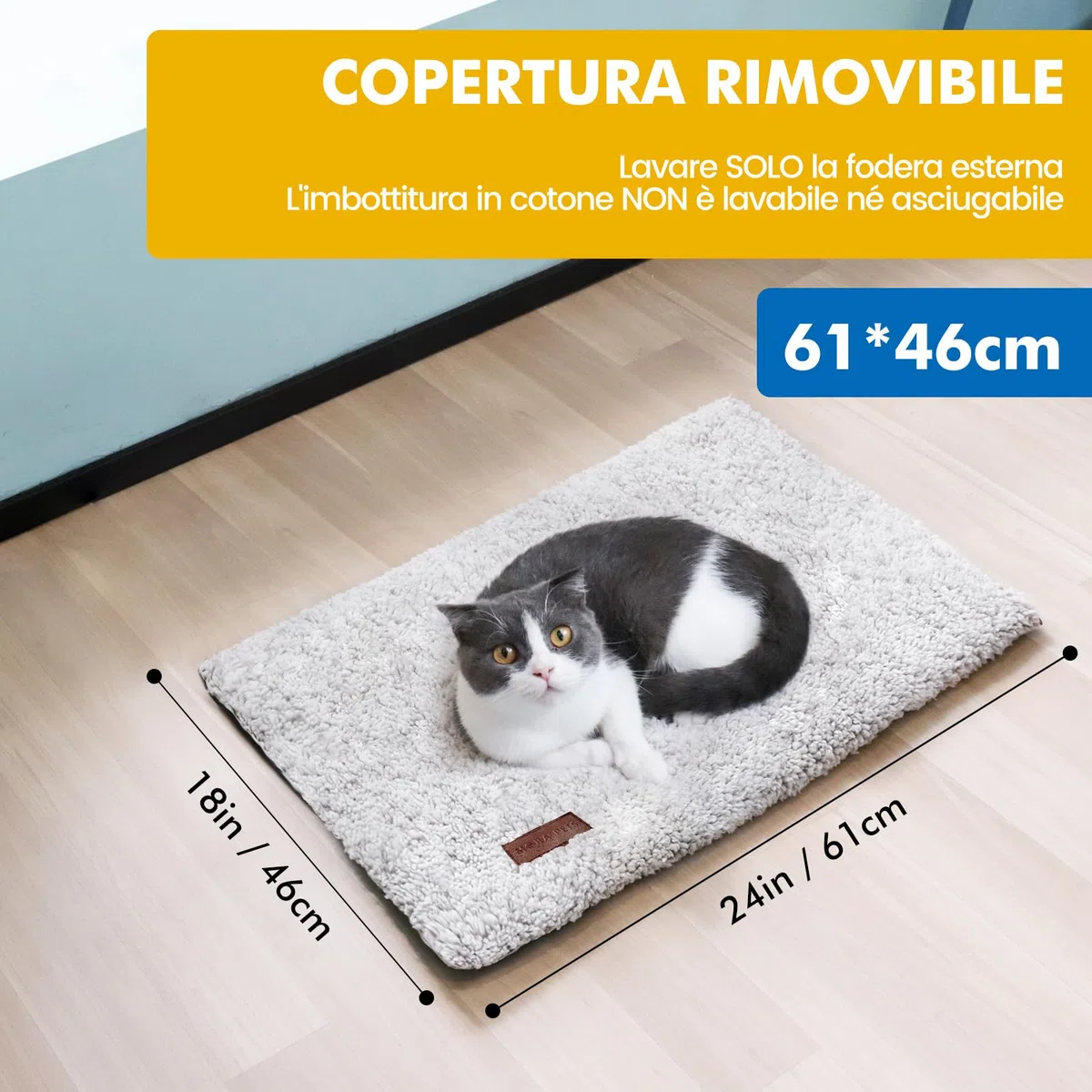 Mora Pets Tappetino riscaldante gatto Coperta autoriscaldante Cuscino per gatti e cani Tappeto riscaldante Senza elettricità e batterie Coperta termica Rimovibile e Lavabile 61 x 45 cm