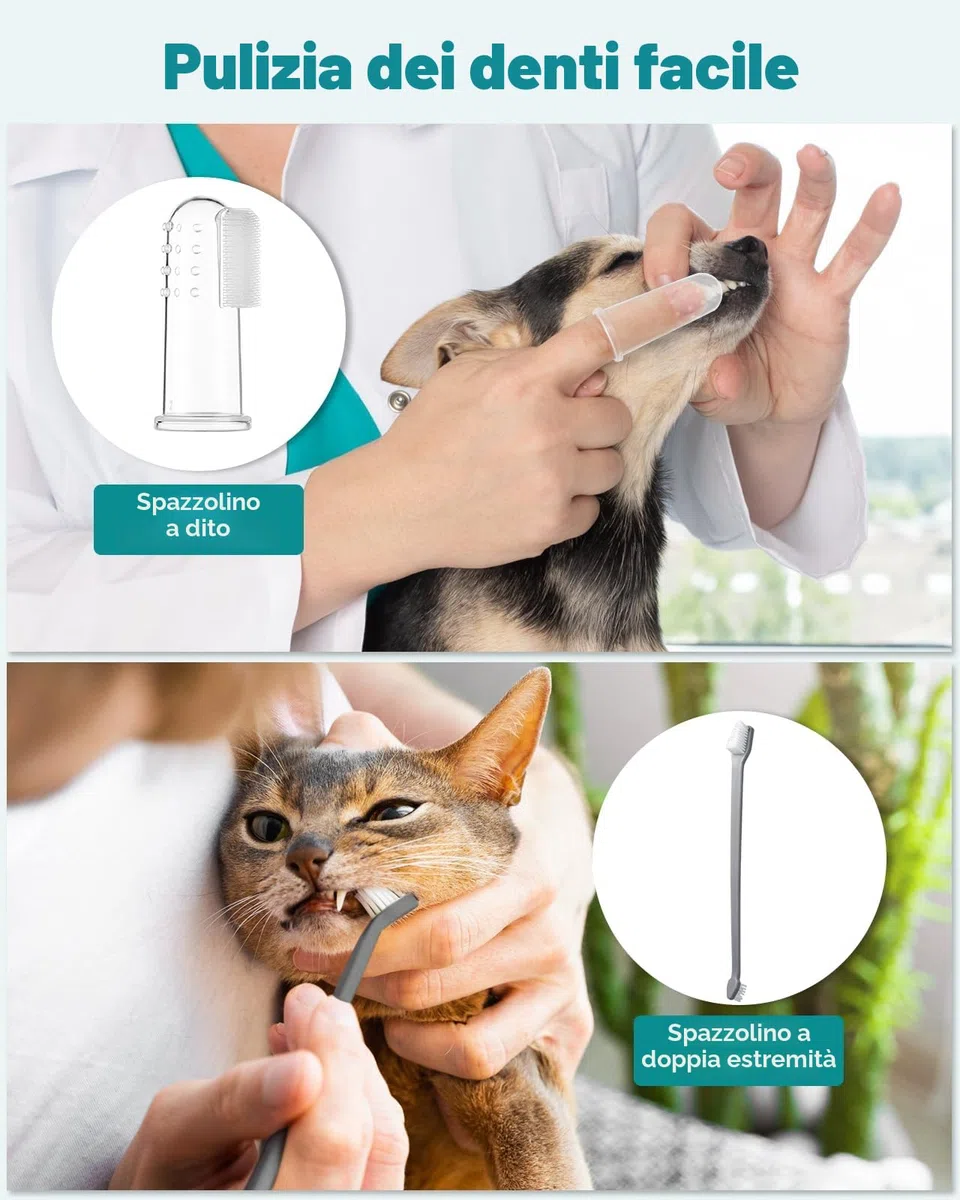 Kit Pulizia Denti Cane 14-in-1 - Spazzolino Ultrasuoni Cani con Luce LED, 5 Modalità di Spazzolino Denti Cane, USB Ricaricabile Spazzolino per Cani