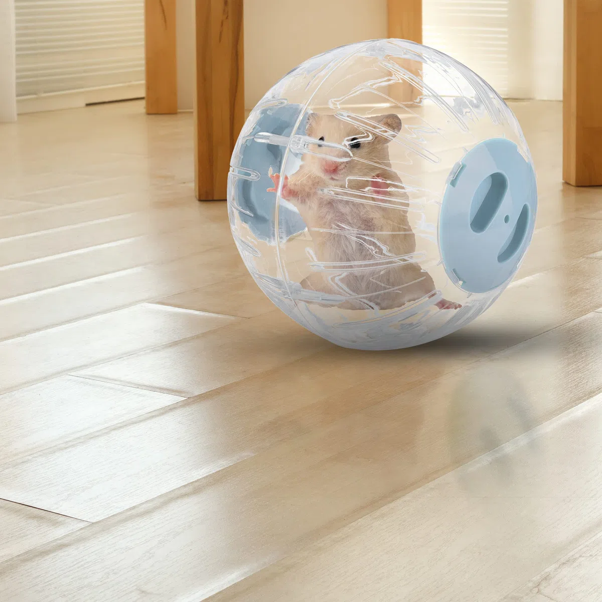 Relaxdays Palla per Criceti, Sfera da Ø 18,5 cm, Giocattolo per Topi, in Plastica, Hamster Ball, Trasparente Azzurro