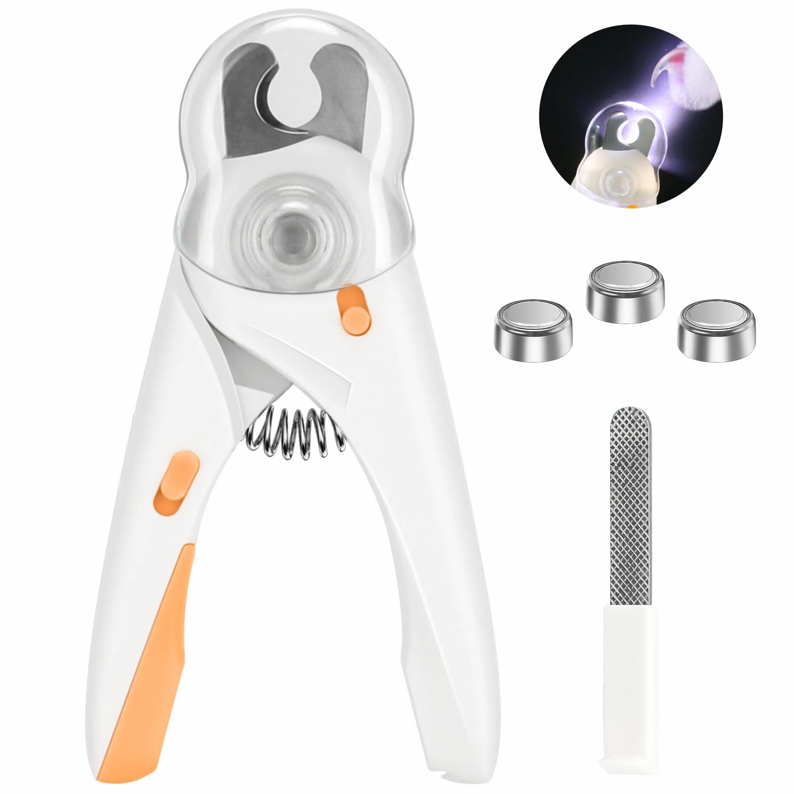 Alyvisun Taglia Unghie per Cane, Tagliaunghie Gatto con Illuminazione LED, Protezione di Sicurezza, Lima per Unghie e Protezione Contro Gli Schizzi, Per Animali di Grande, Medio e Piccola Taglia