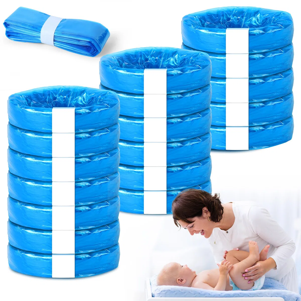 Ricarica Mangiapannolini 18 Pezzi,Pellicola Di Ricarica Per Secchio Di Pannolini Addensata Con Buona Tenuta E Resistente Agli Odori,Adatta Per Tommee Tippee,Litter Locker, LittyCat, Chicco,Sprout