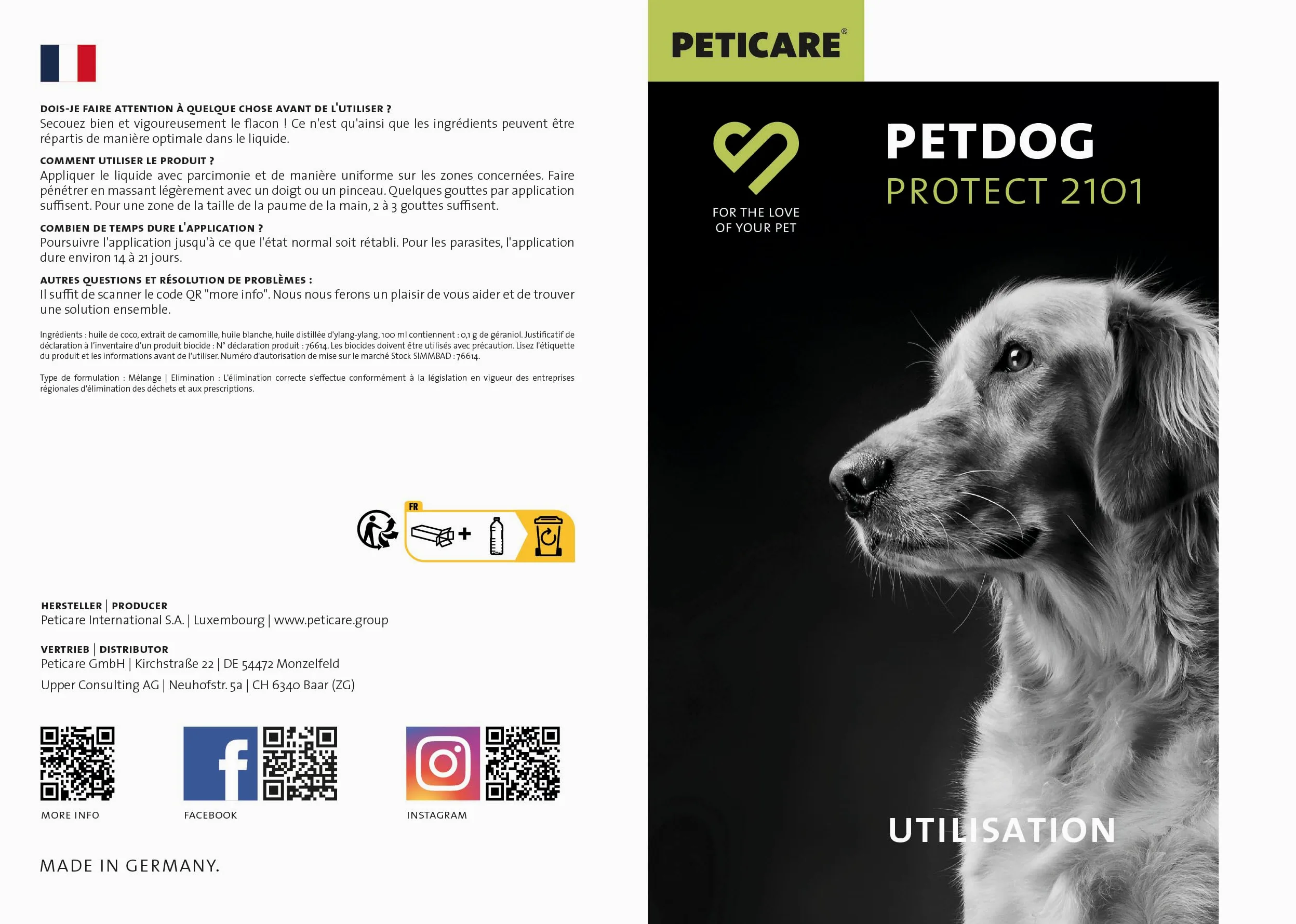 Peticare Lozione Acari Cani – Scudo Sollievo Immediato Prurito e Funghi – Senza Insetticidi – con Olio di Cocco e Camomilla – Cura Antiparassitaria