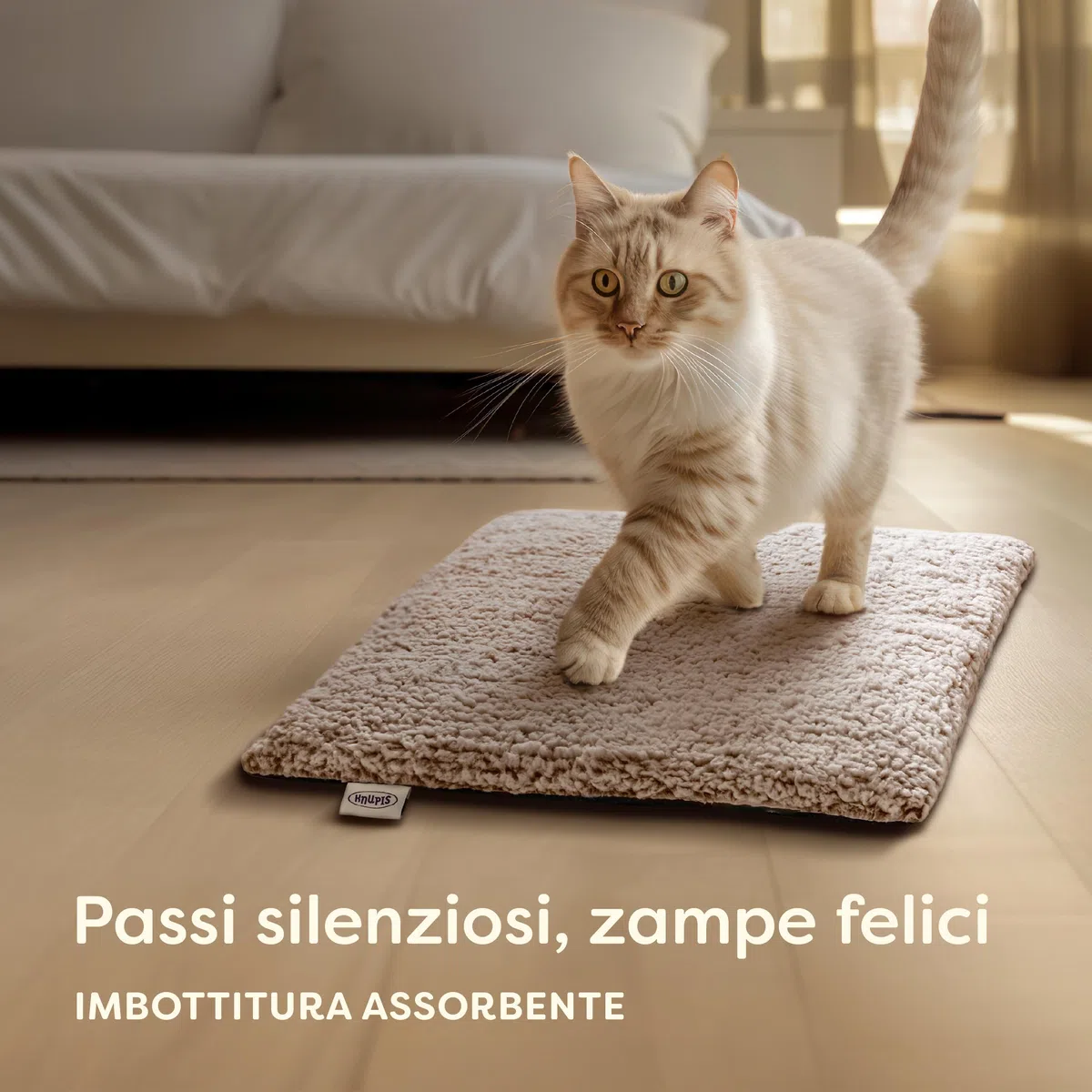 Knupis Tappeto Cuscino Autoriscaldante Gatto e Cani 60x45cm - Cuccia Coperta Termica per Gatti - Riduzione del Rumore - Rivestimento Lavabile - Con Fondo Antiscivolo (Marrone)