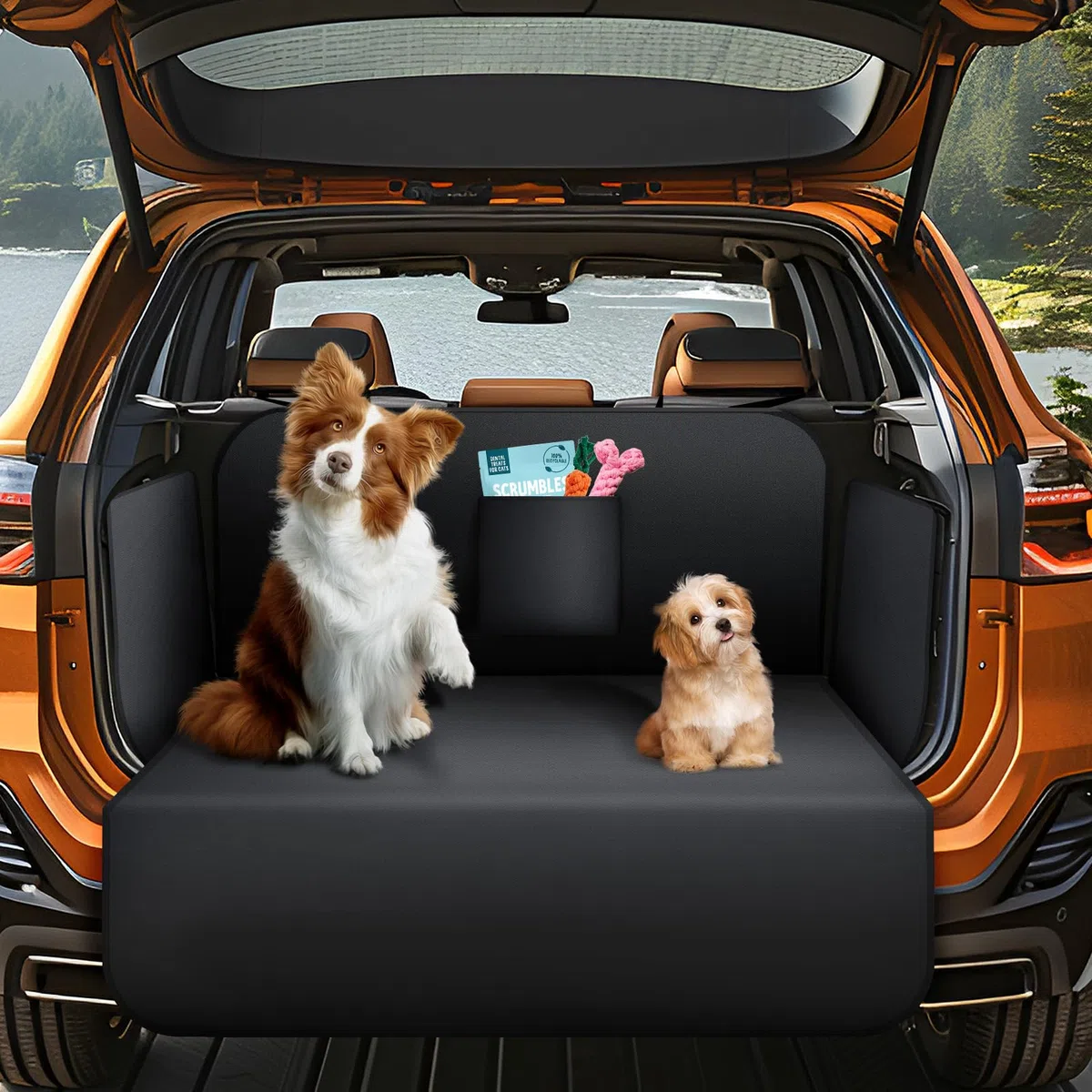 AiQInu Telo Auto per Cani, Universale Copri Bagagliaio Auto per Cani, Impermeabile, Antistrappo, Antiscivolo, Adatto a Un'ampia Gamma di Tipi Veicoli, per Autoveicolo SUV -184 * 105cm, Nero