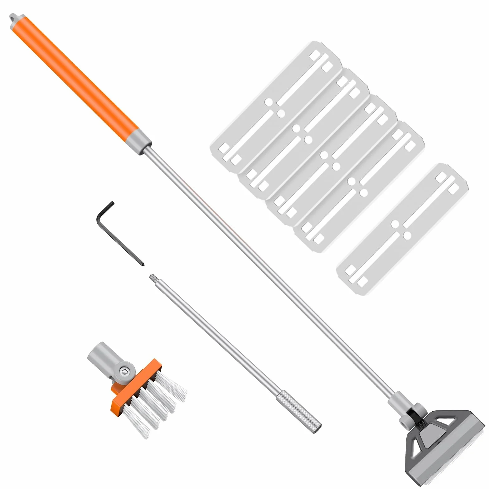 Pawfly Raschietto Alghe per Acquari 2 in 1 con Spazzola e 5 Lame Acciaio, Pulitore Vetri per Acquari di Barriera e Piante, Strumento Pulizia per Vasche