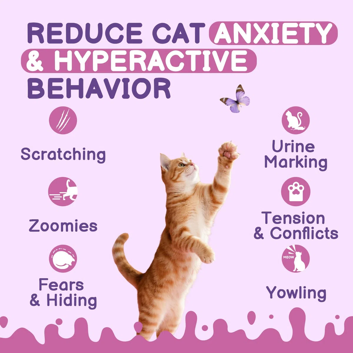 Spray calmante per gatti, aiuta a risolvere problemi comportamentali, stress, ansia, per casa, viaggi, toelettatura, con feromoni per gatti e ingredienti naturali
